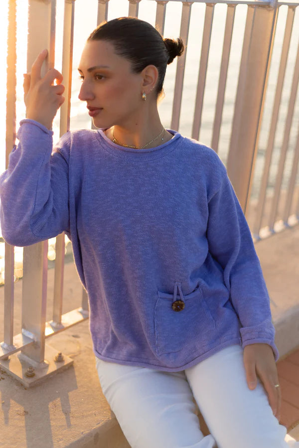 Cotton Pocket Roll-Neck Sweater