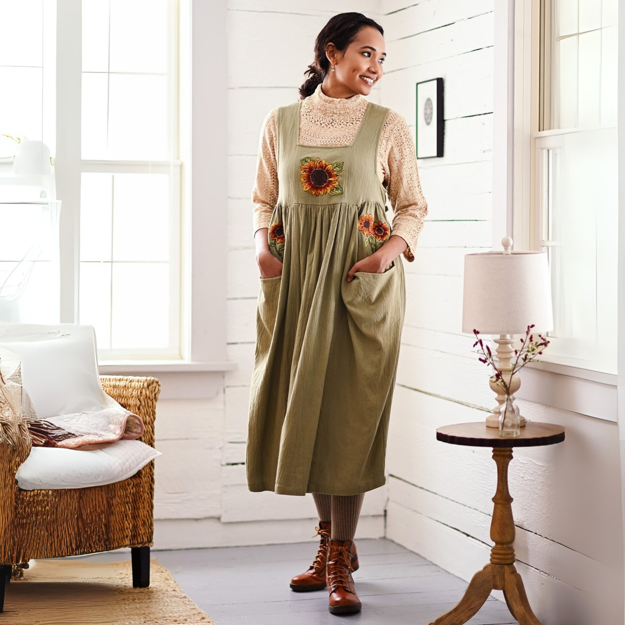 Sunflower Pinafore Dress
