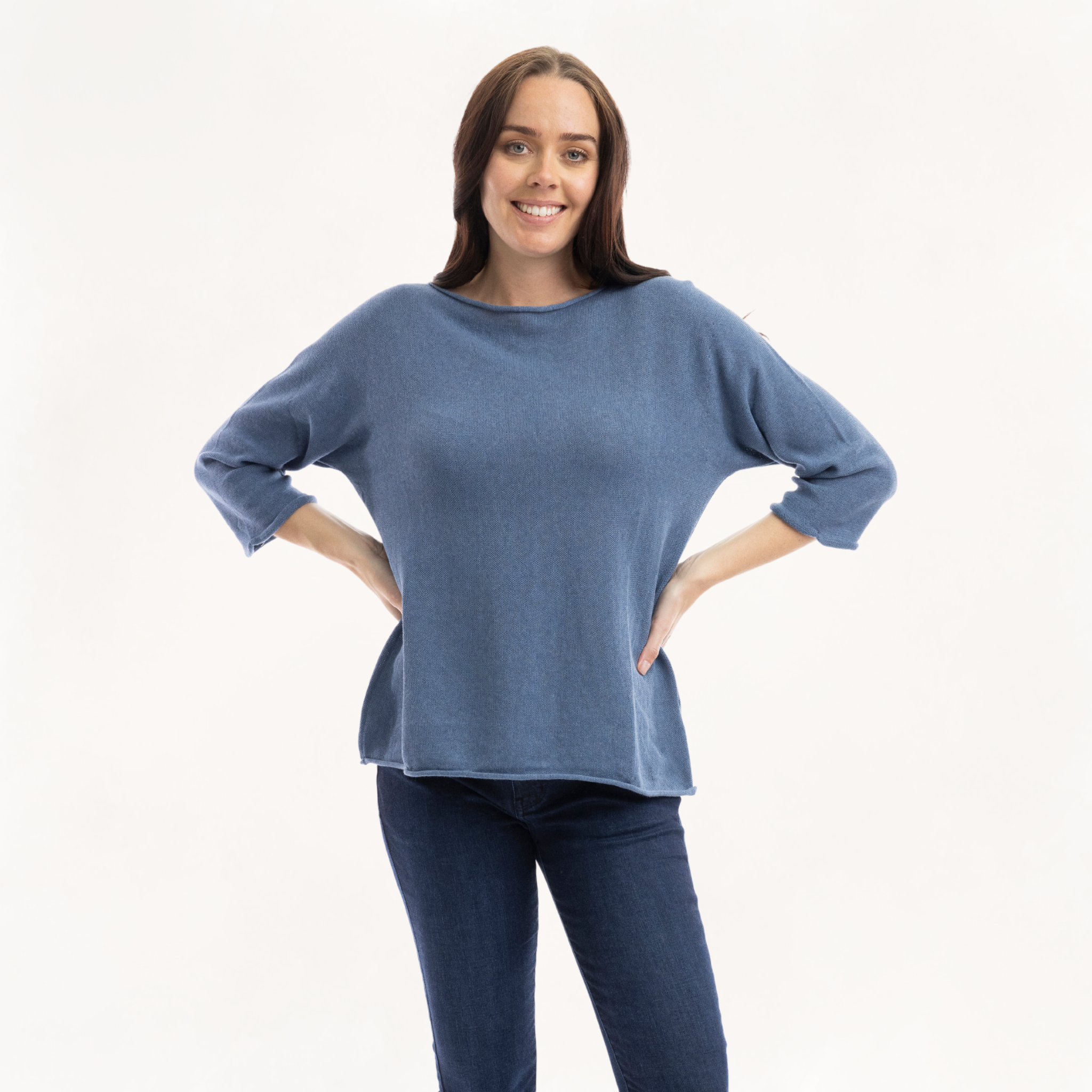Organic Cotton Boat Neck Knit Top