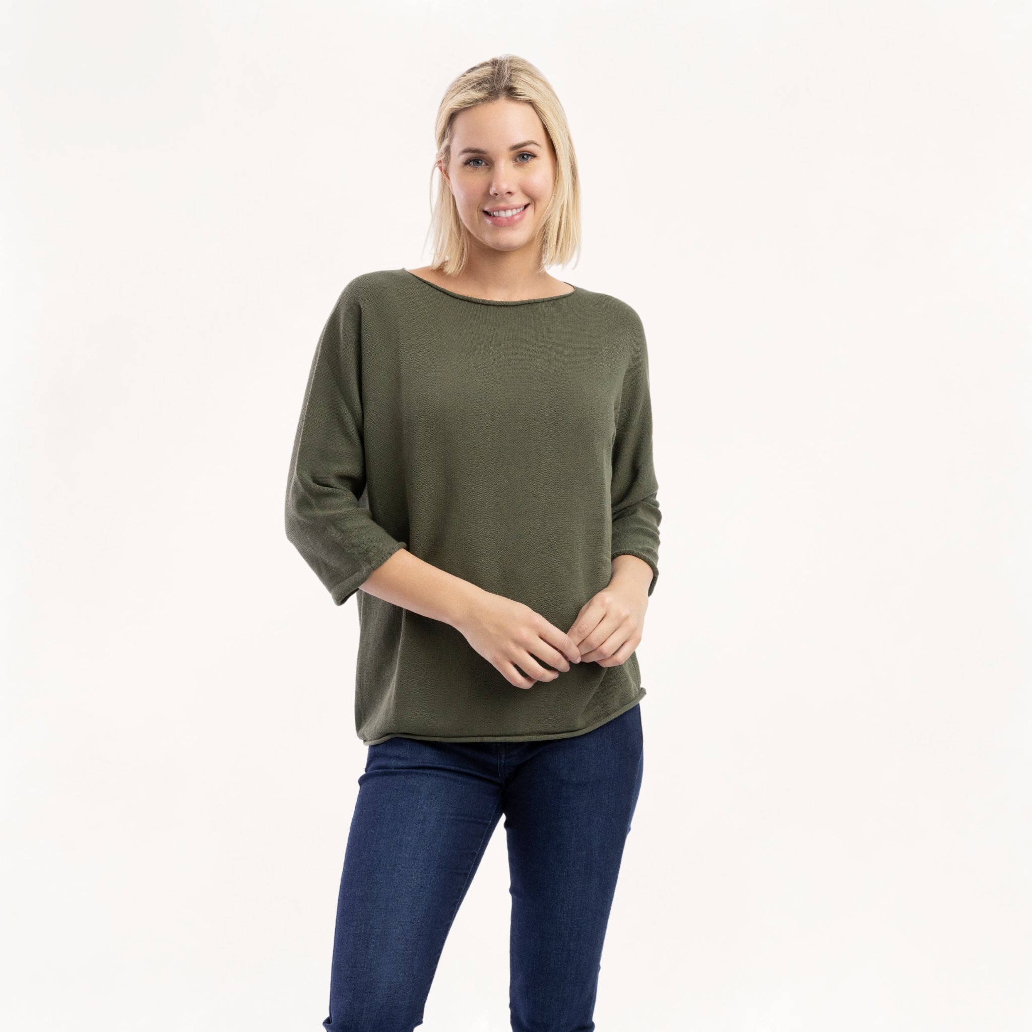 Organic Cotton Boat Neck Knit Top