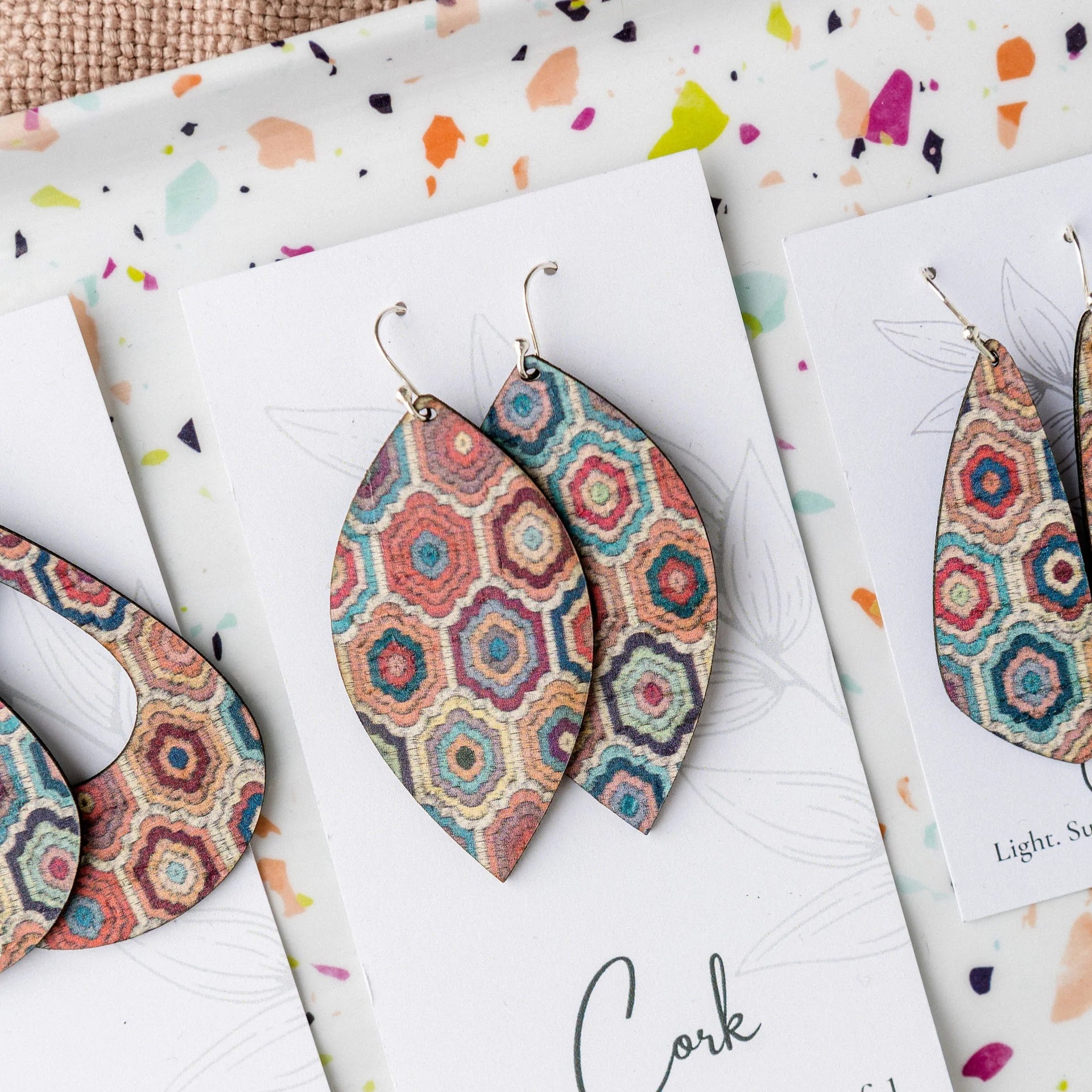 Cork Earrings - Large Leaf