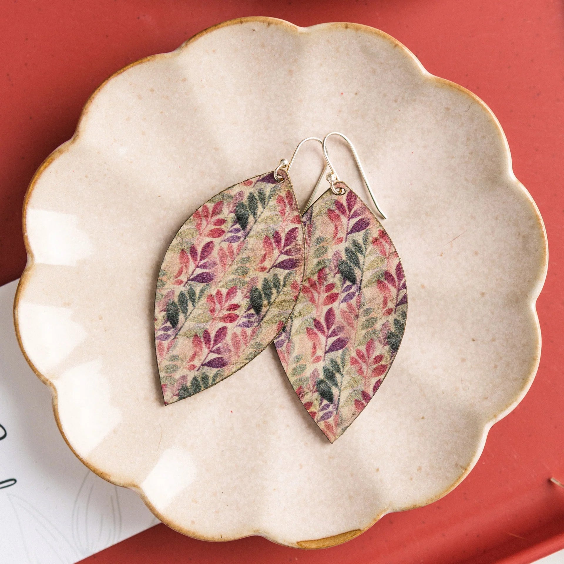 Cork Earrings - Large Leaf