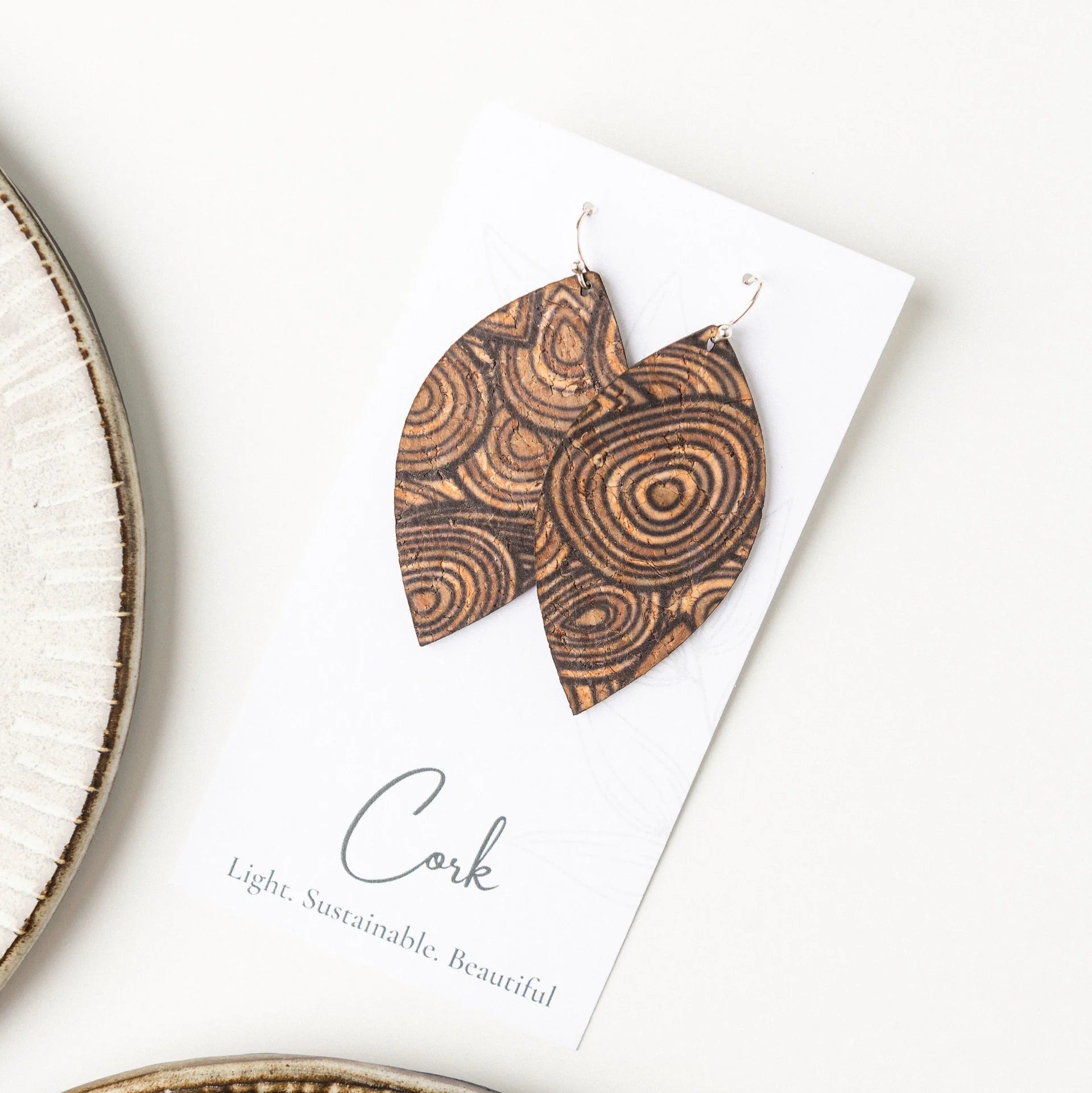 Cork Earrings - Large Leaf