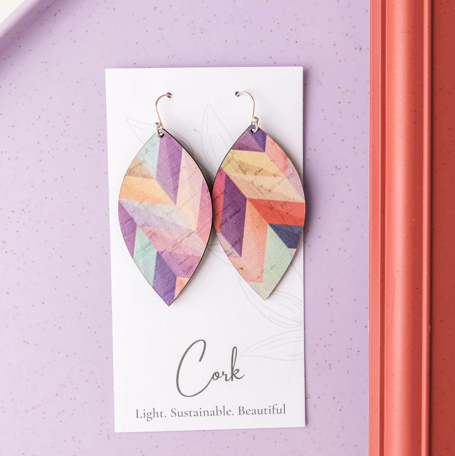 Cork Earrings - Large Leaf