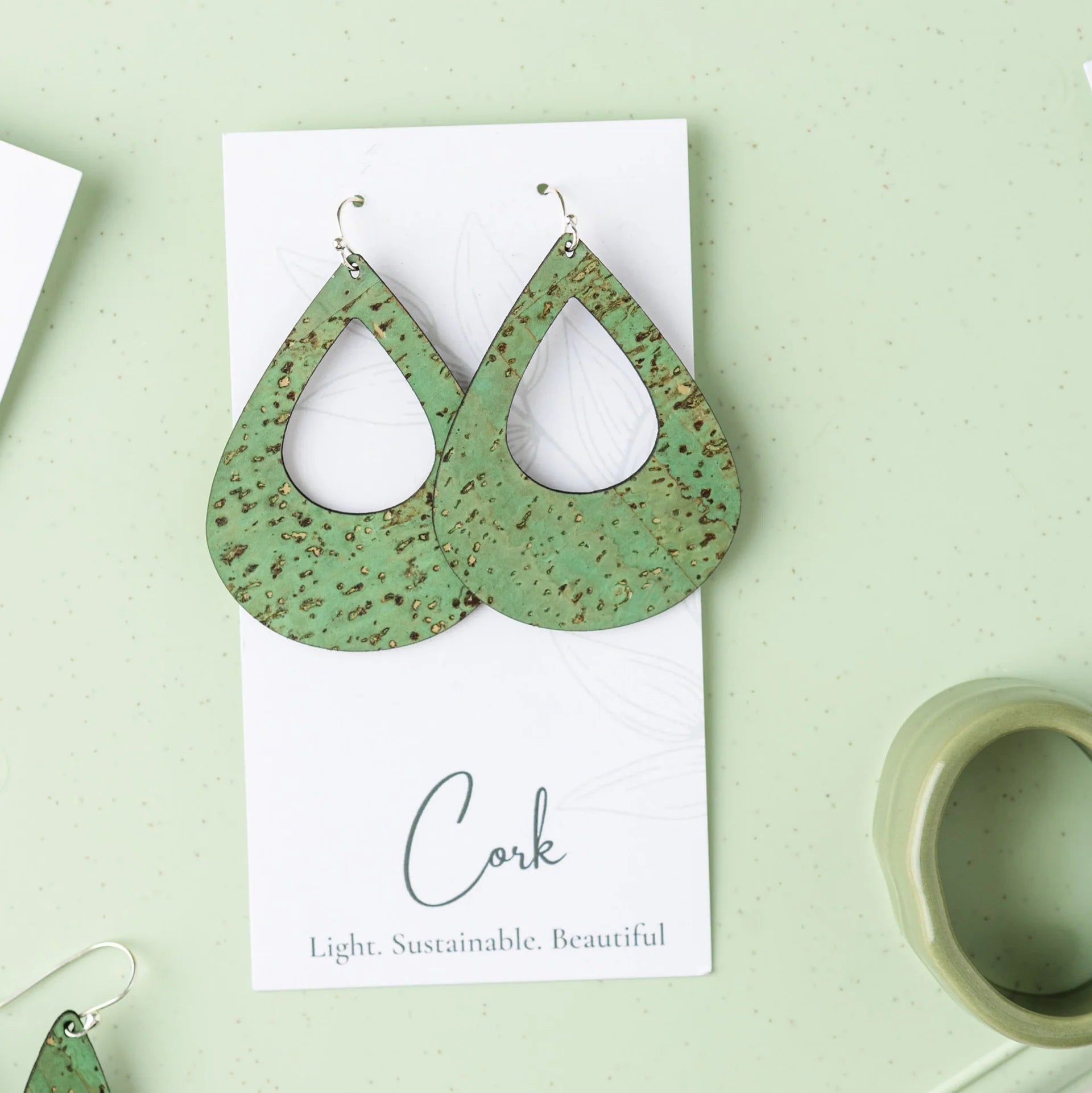 Cork Earrings - Large Teardrop