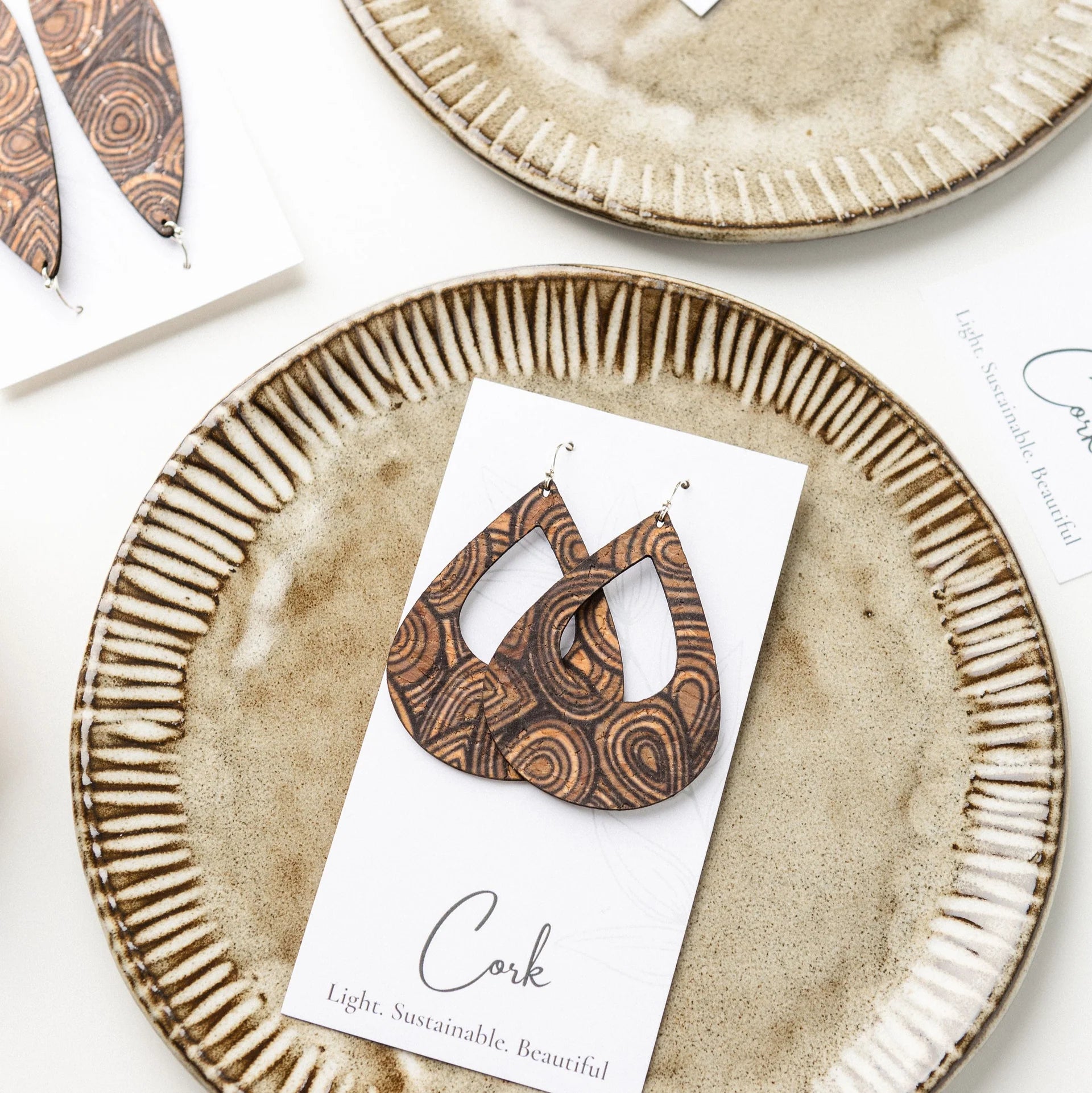 Cork Earrings - Large Teardrop