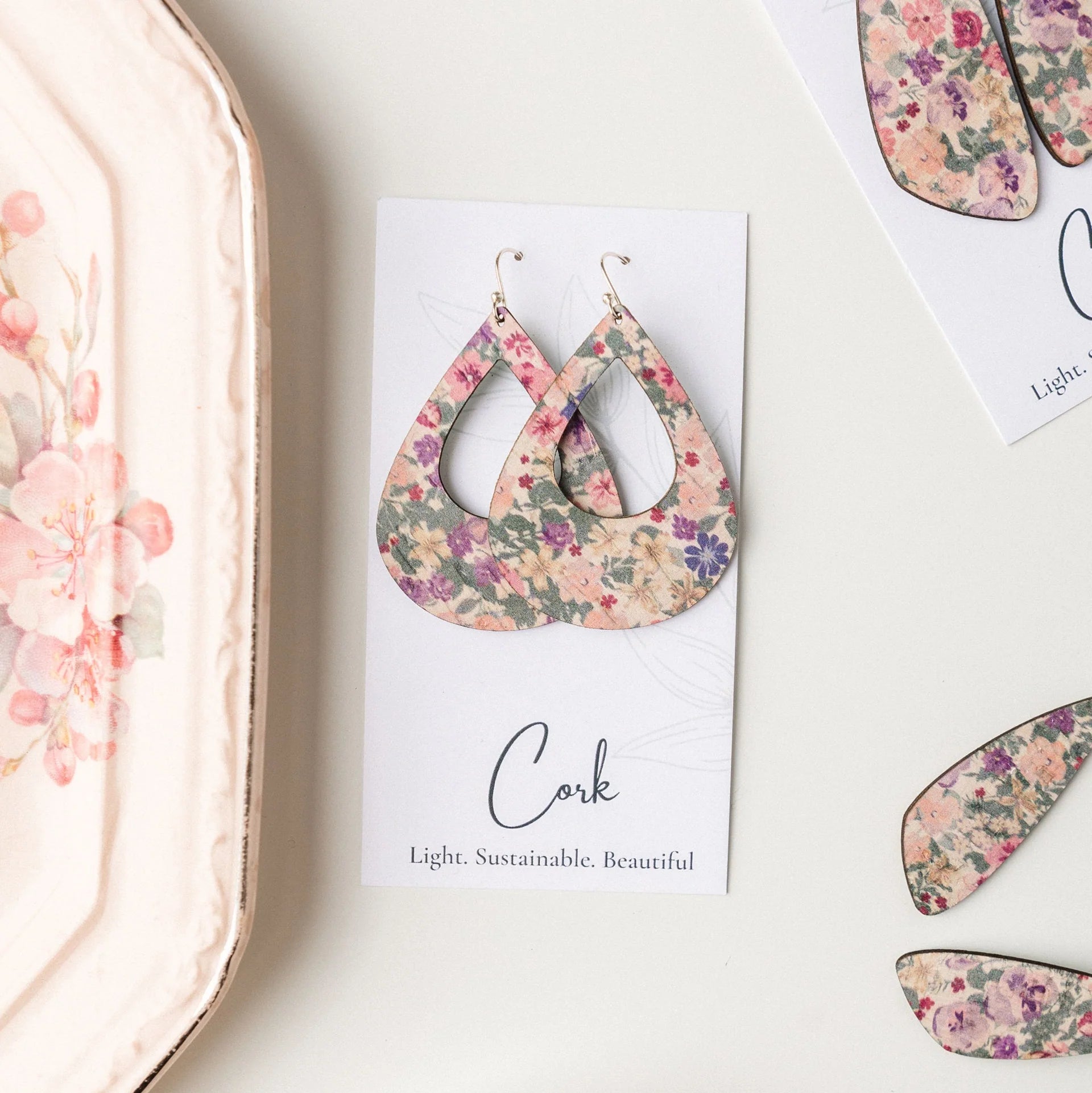 Cork Earrings - Large Teardrop