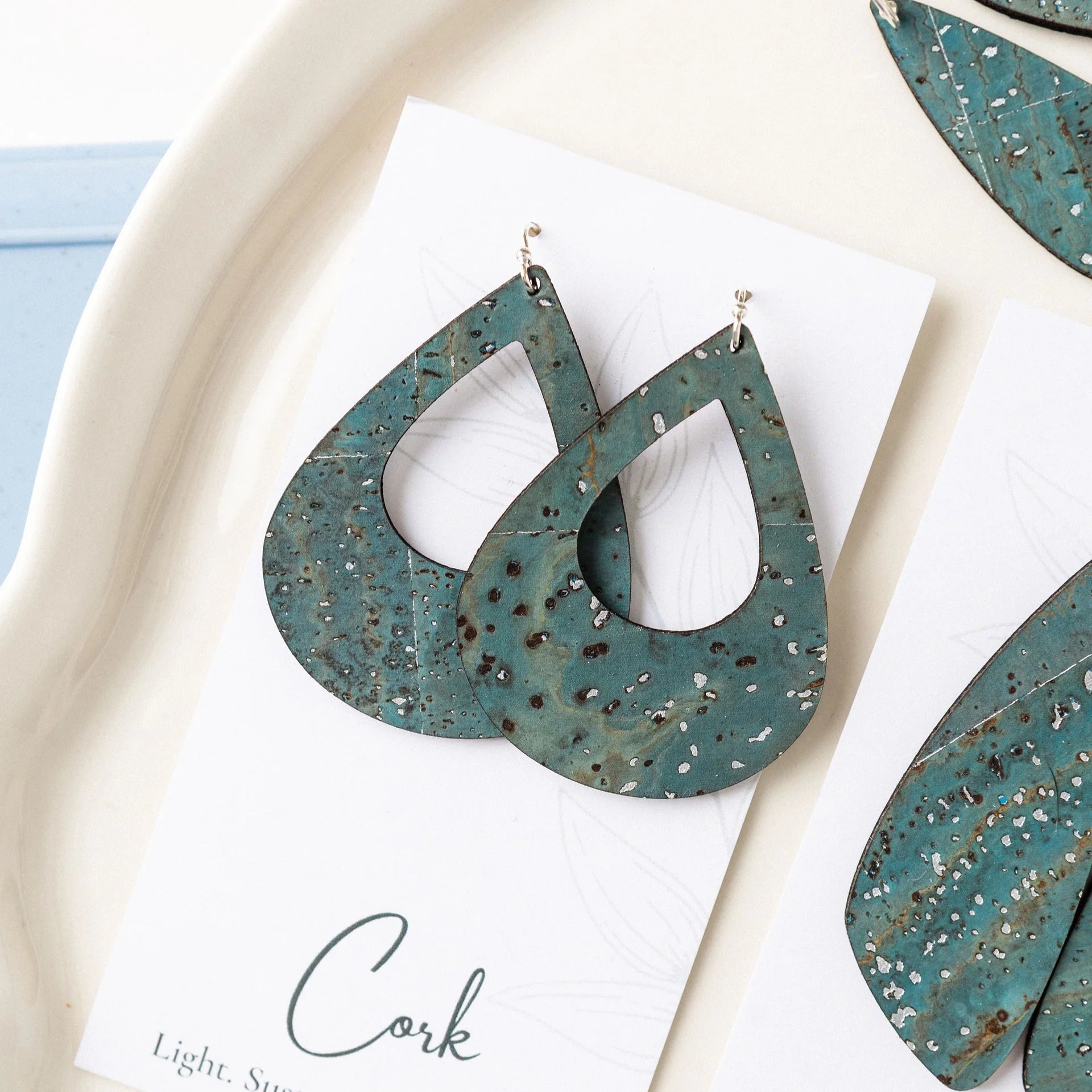 Cork Earrings - Large Teardrop