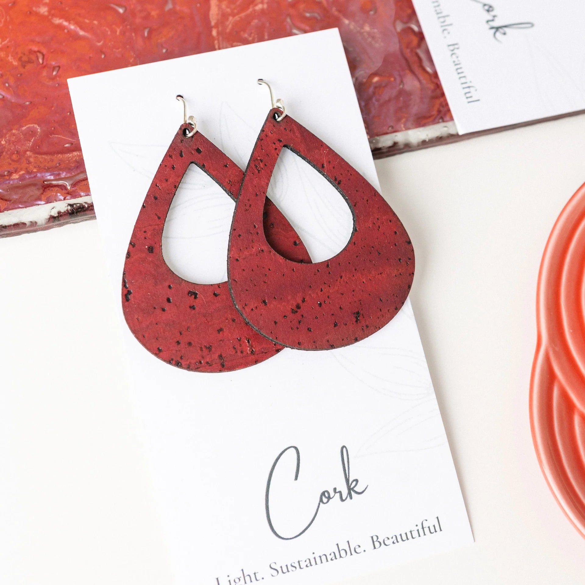Cork Earrings - Large Teardrop