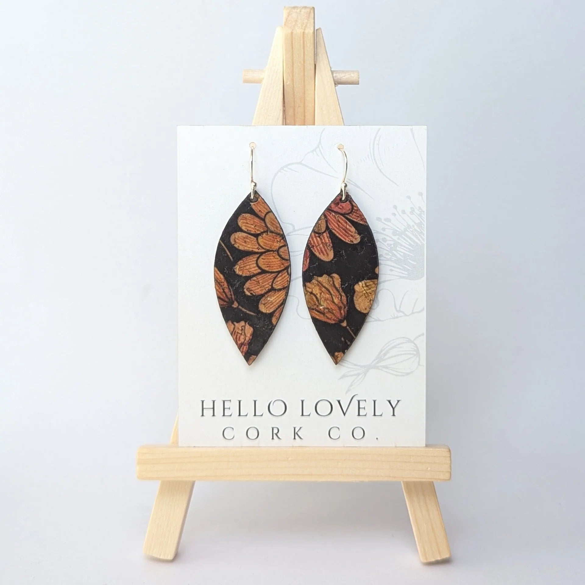 Cork Earrings - Small Leaf