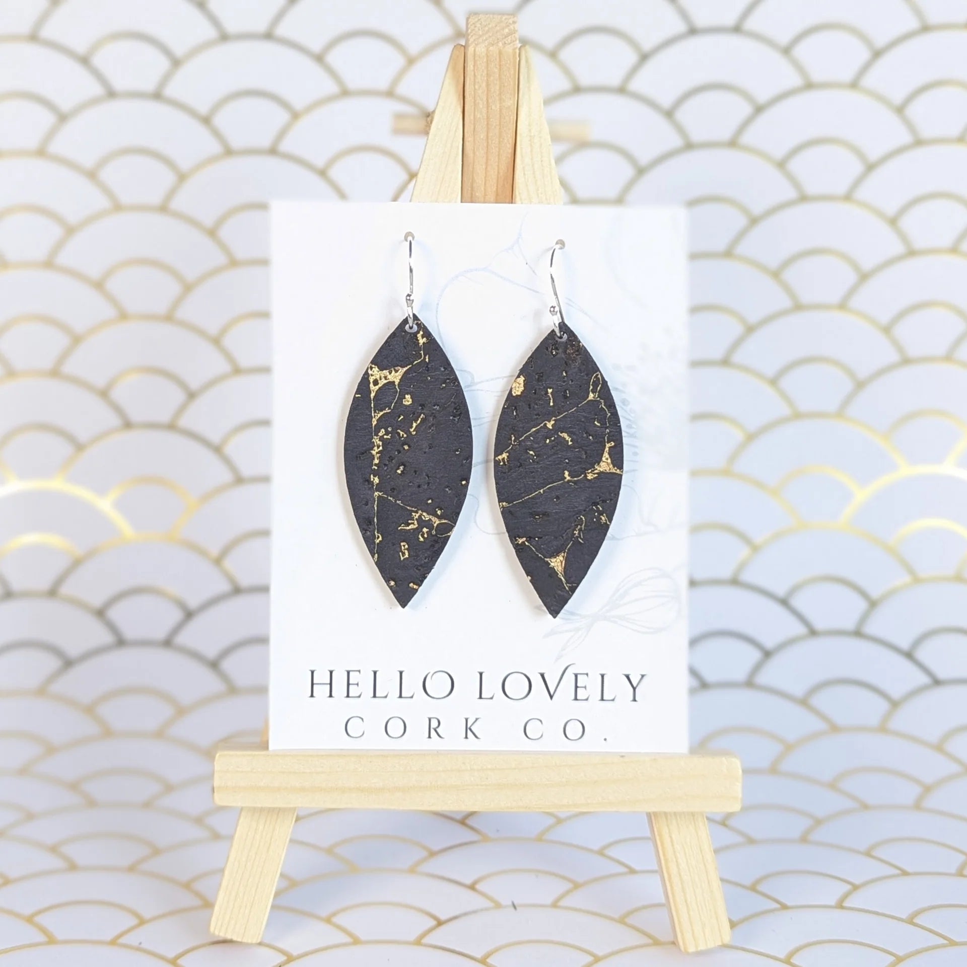 Cork Earrings - Small Leaf