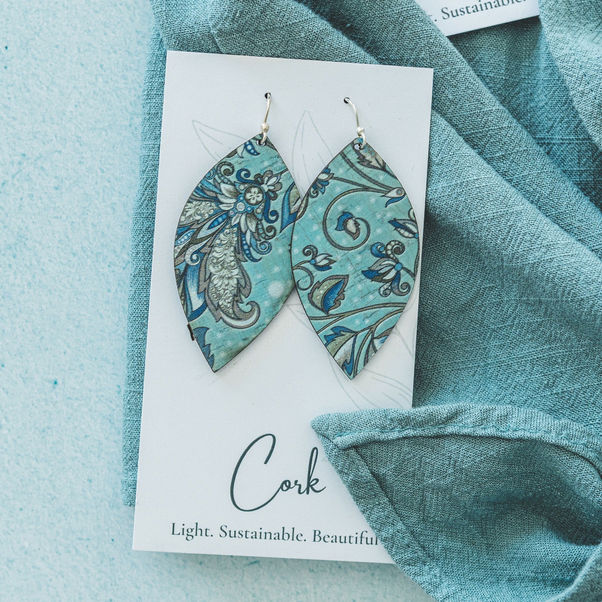 Cork Earrings - Large Leaf