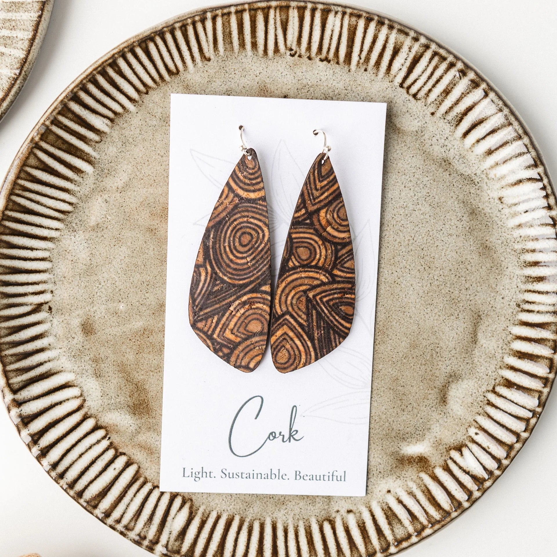 Cork Earrings - Large Wing