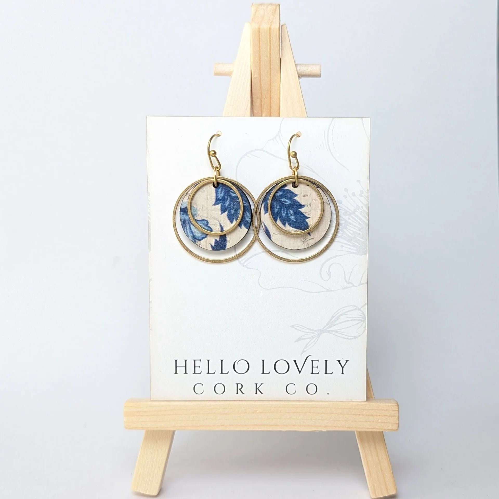 Cork Earrings - Small Brass Circles