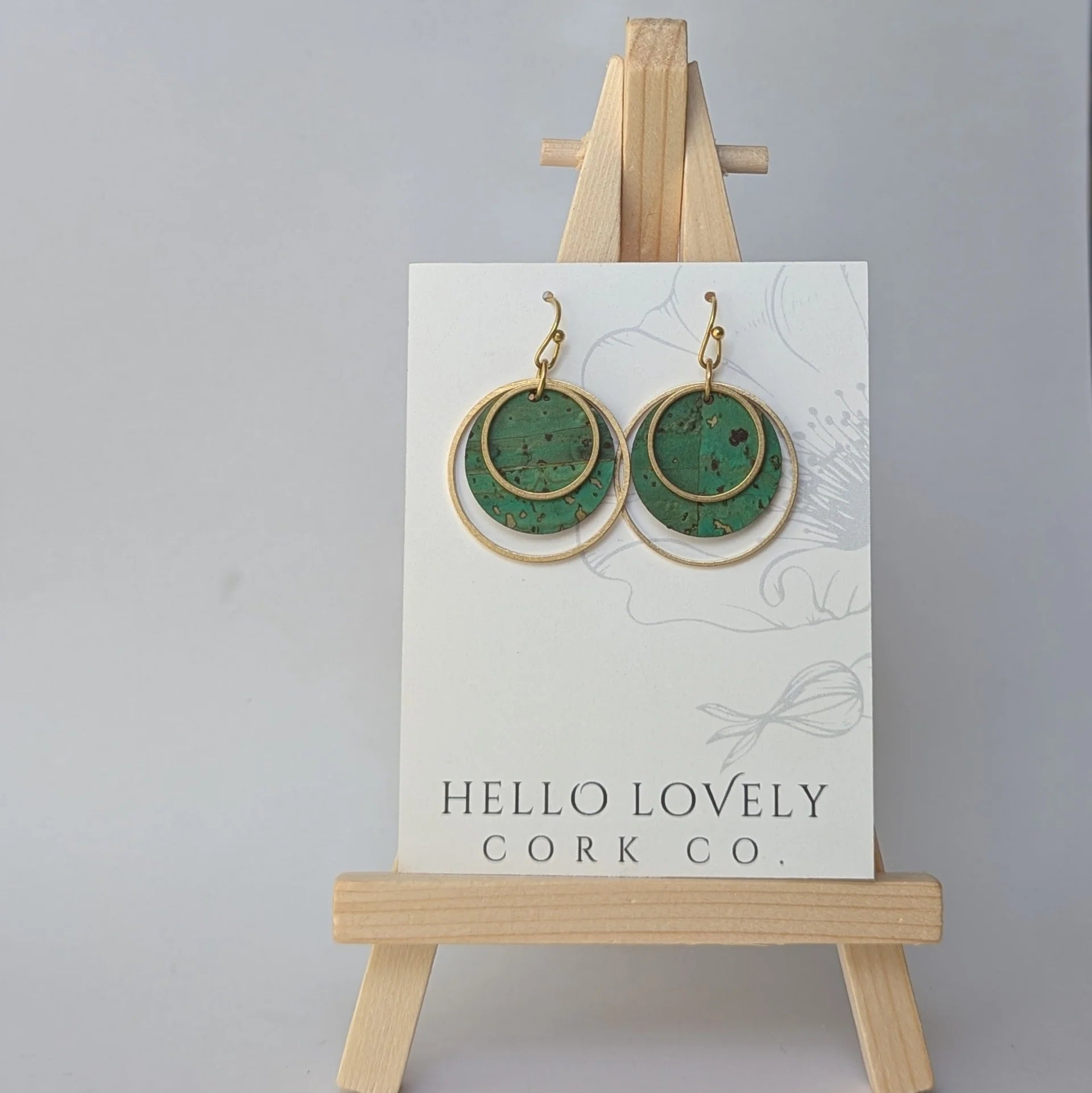 Cork Earrings - Small Brass Circles