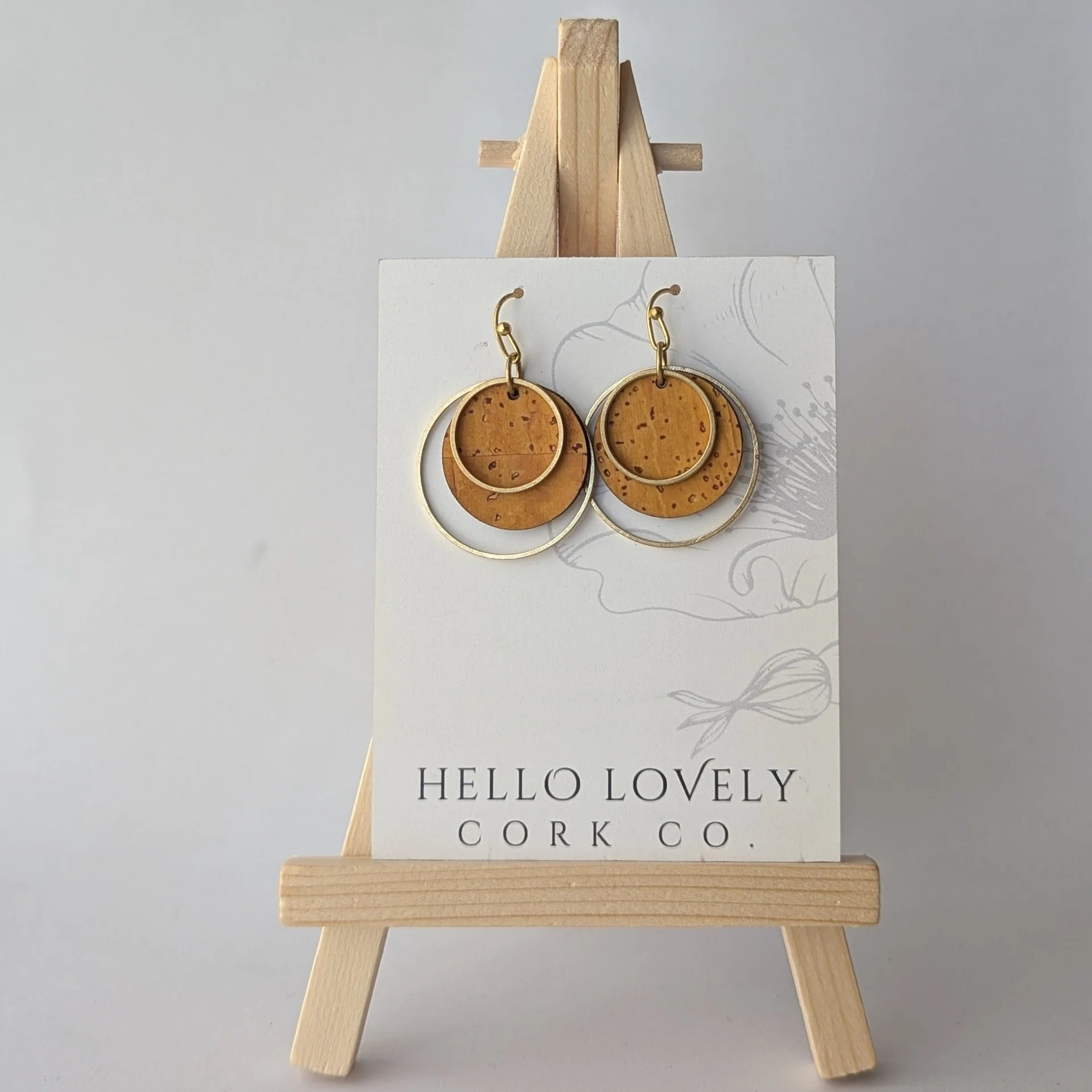 Cork Earrings - Small Brass Circles