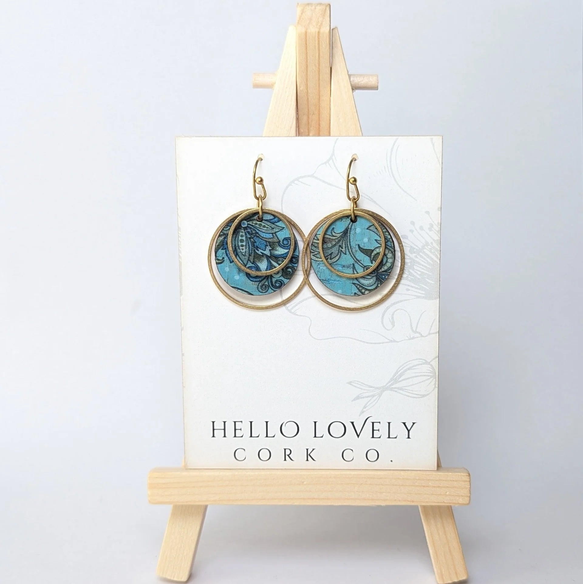 Cork Earrings - Small Brass Circles