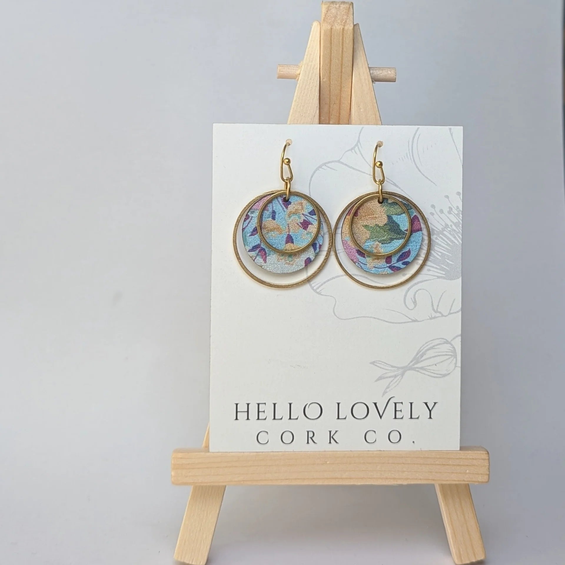 Cork Earrings - Small Brass Circles