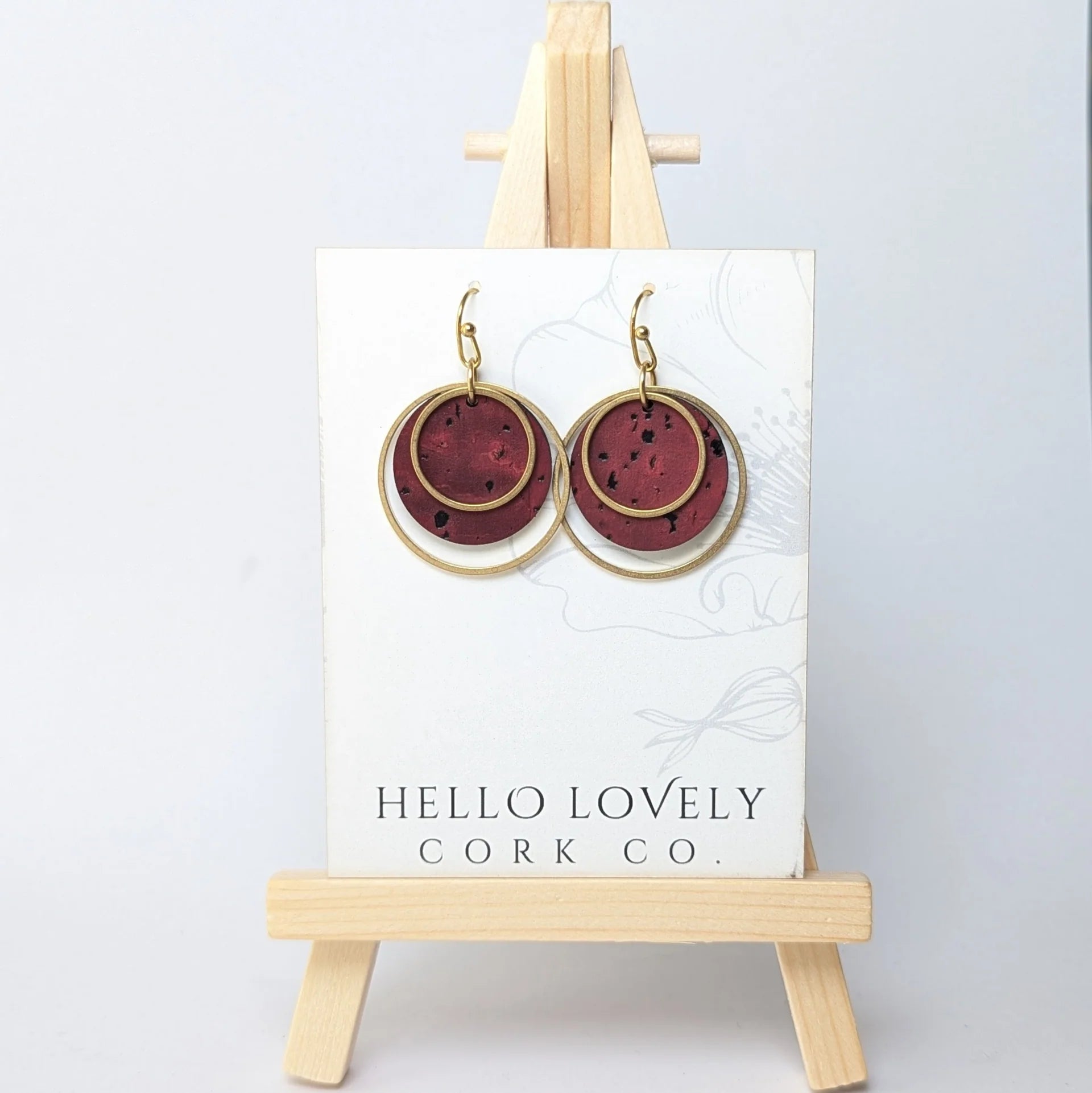 Cork Earrings - Small Brass Circles