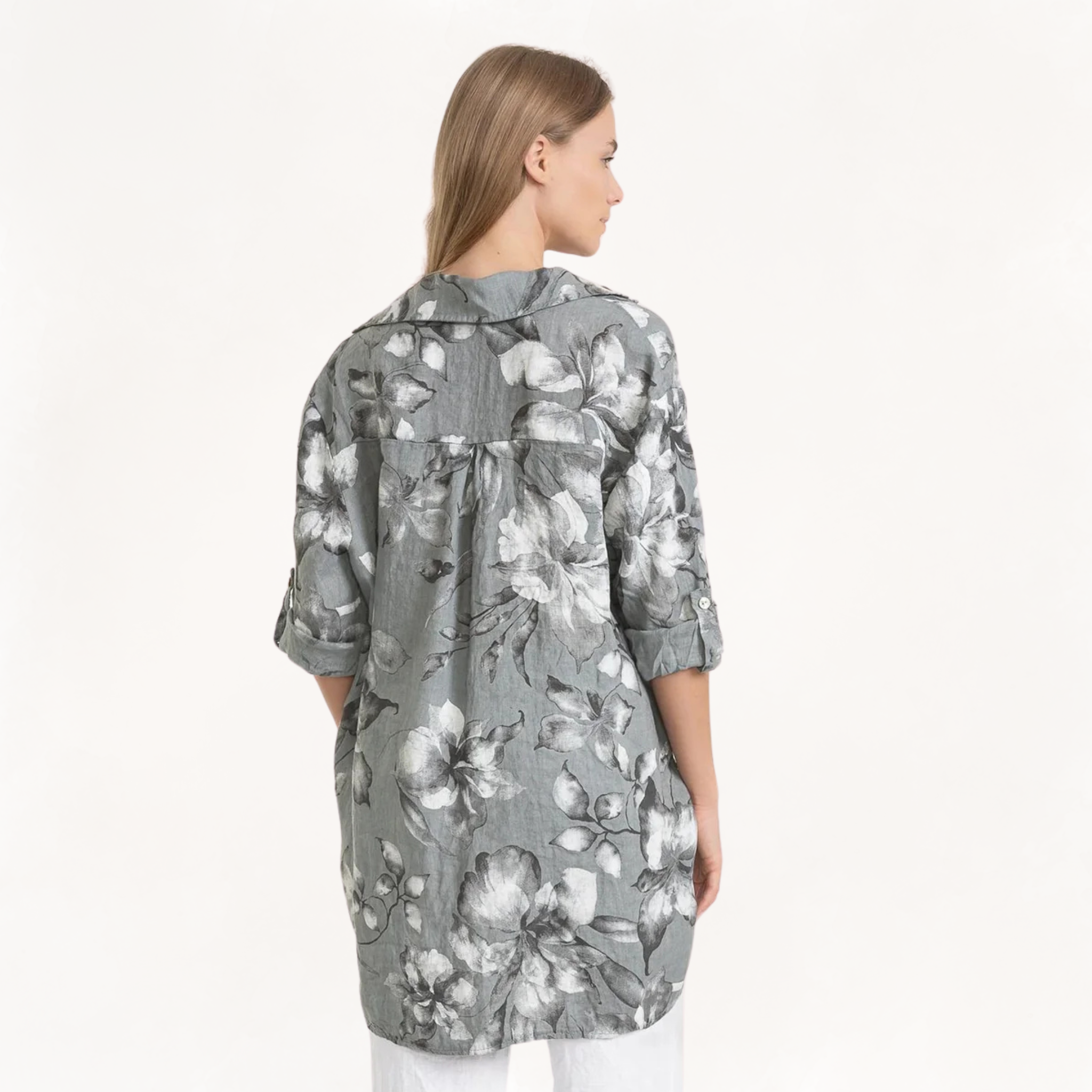 French Linen Floral Blouse