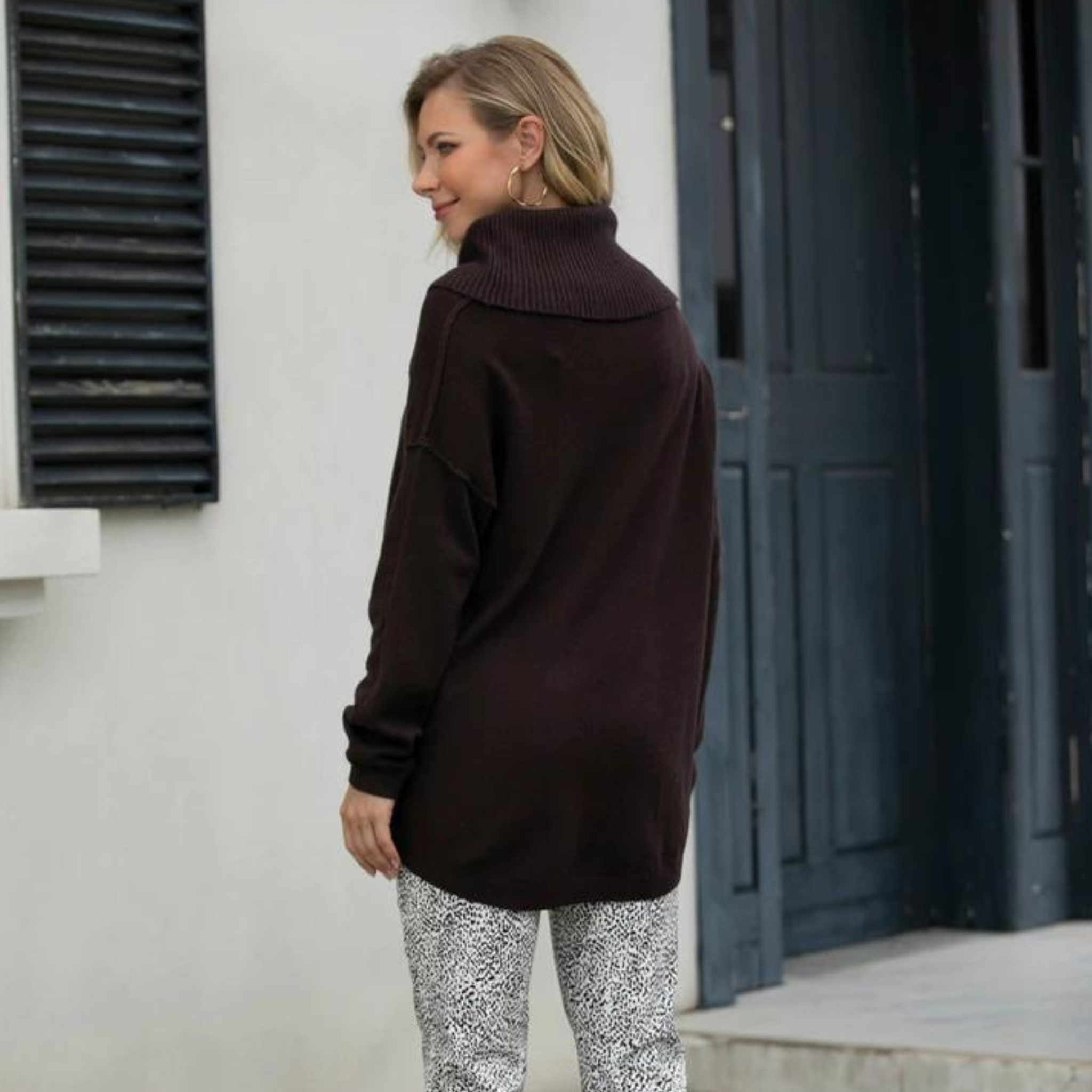 Cowl Neck Sweater with Pockets