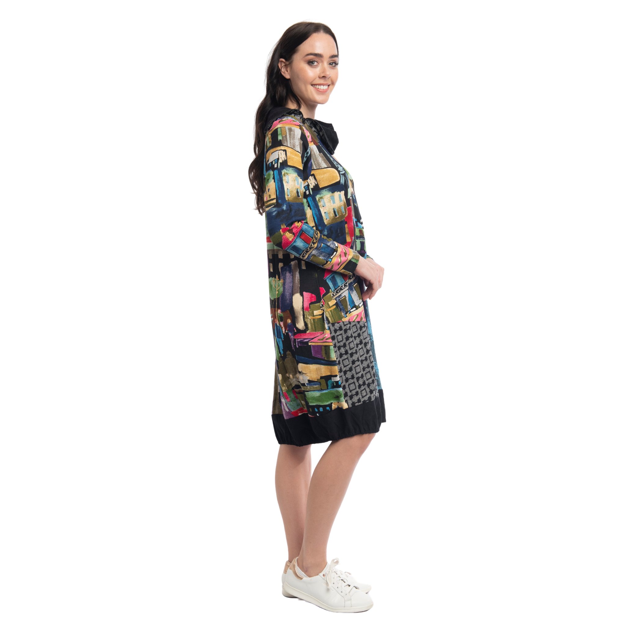 Asymmetric Cowl Neck Dress