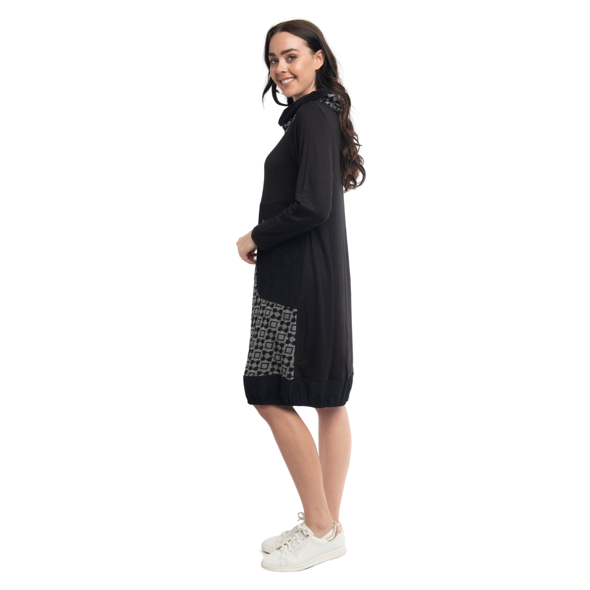 Asymmetric Cowl Neck Dress