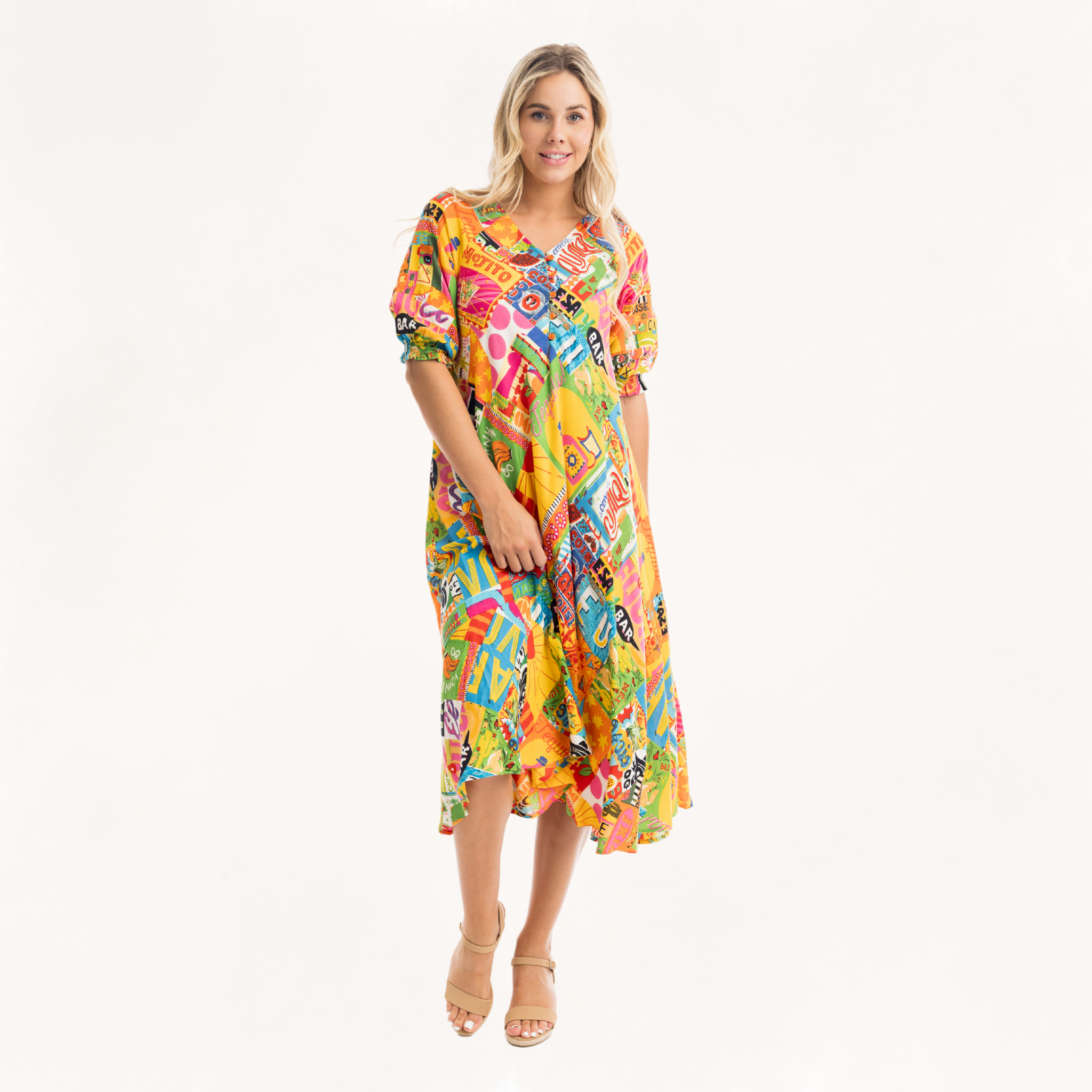 Flared V-Neck Dress