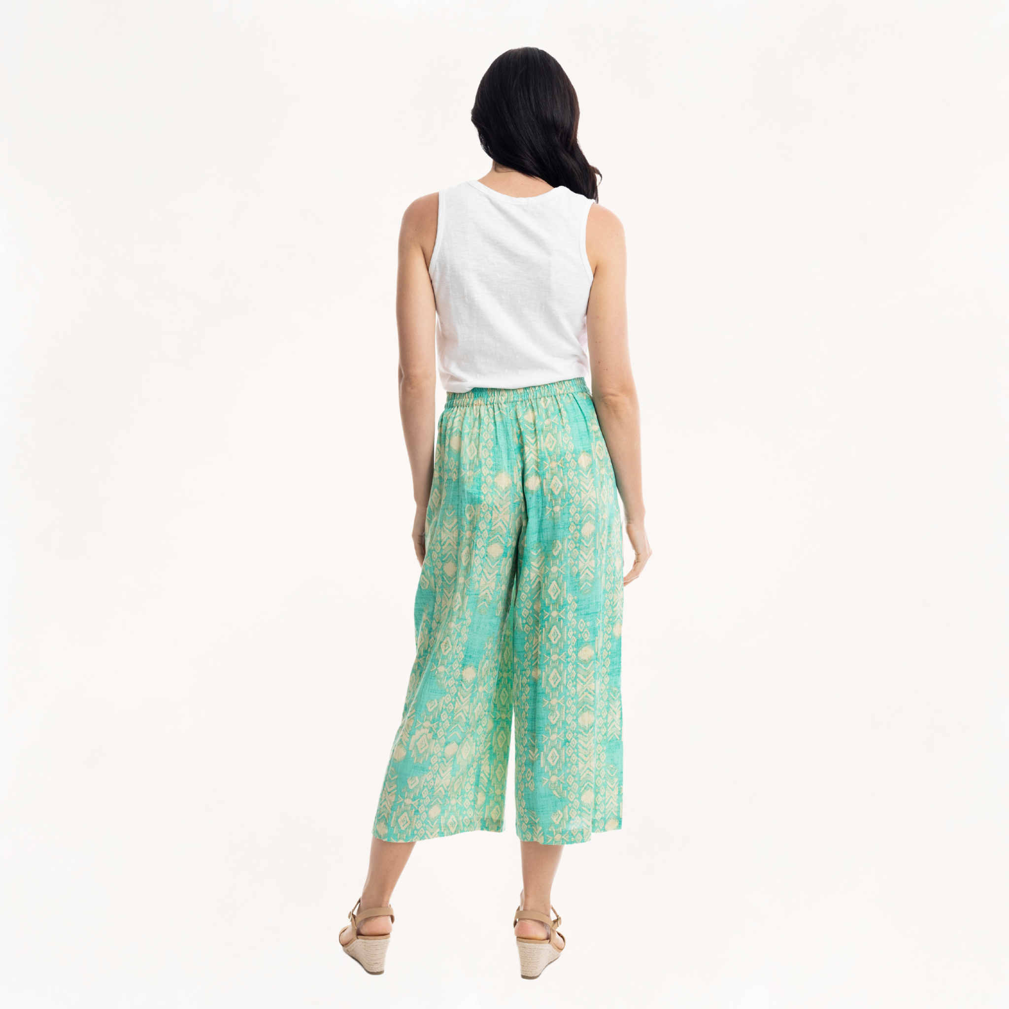Shirred Waist Crop Pants