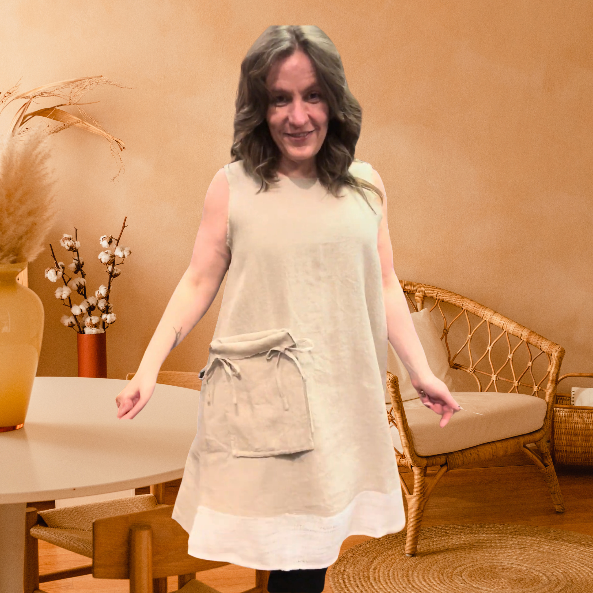Sleeveless Linen Pocket Dress