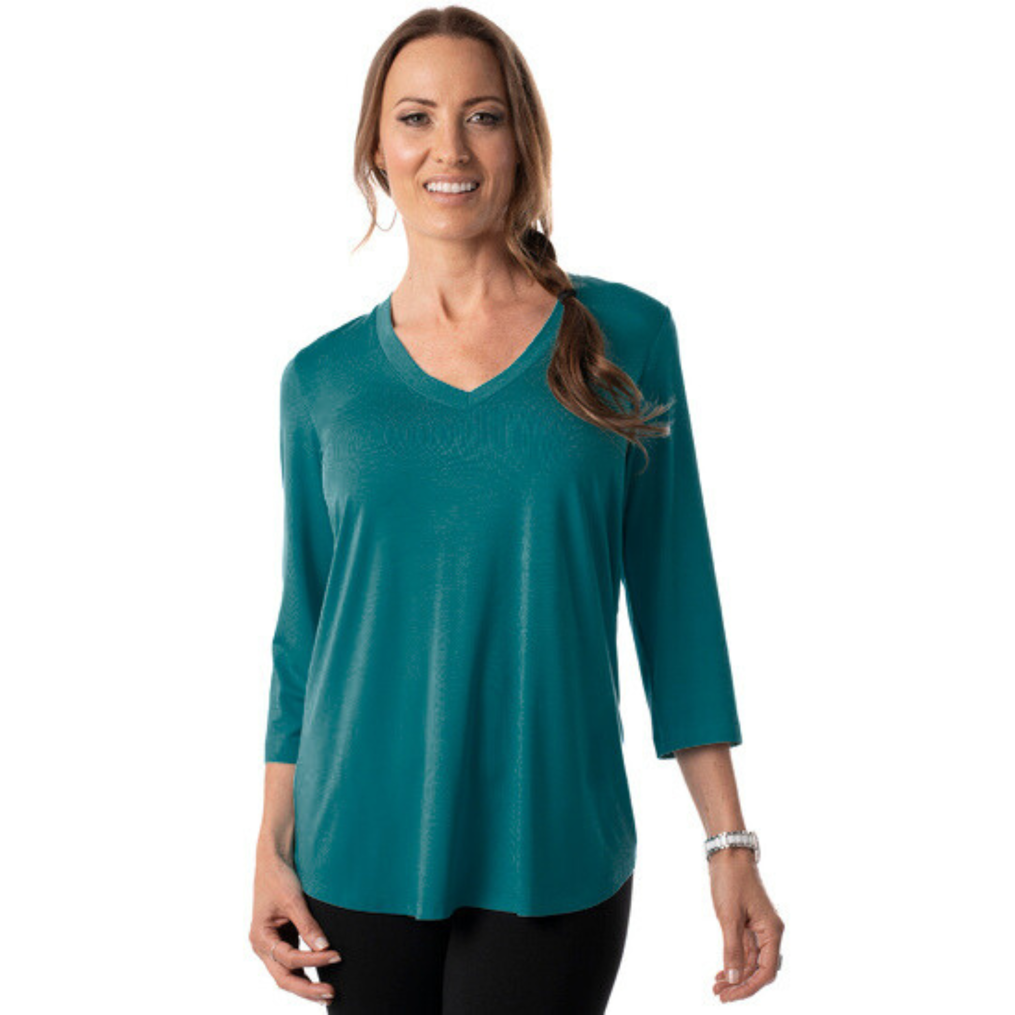 Bamboo 3/4 Sleeve V-Neck Top Clearance