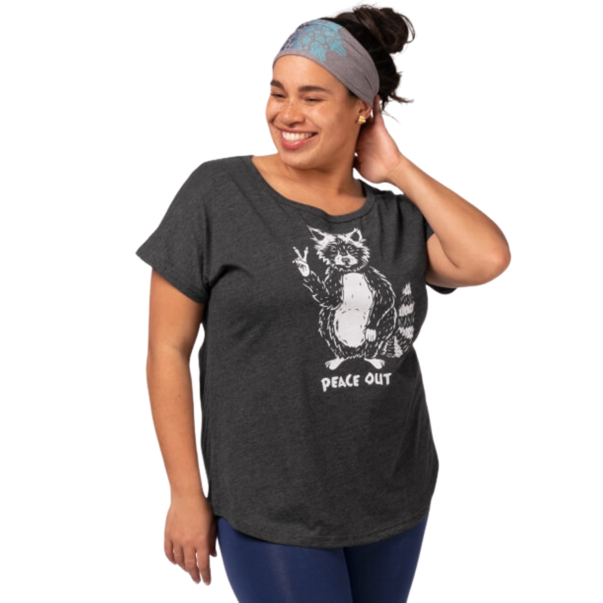 Peace Out Raccoon Slouch Top