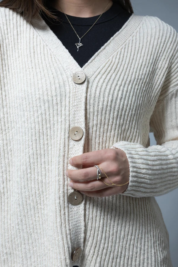 Ribbed Button Cardigan