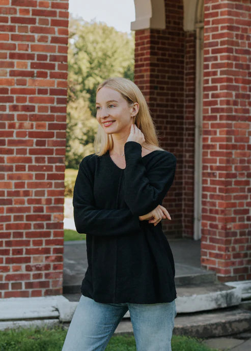 Cotton Slub V-Neck Sweater