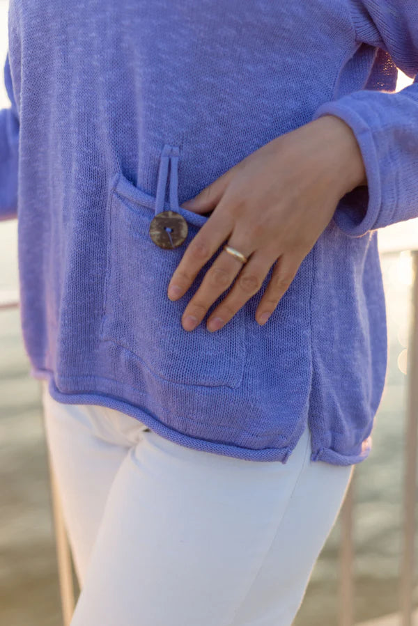 Cotton Pocket Roll-Neck Sweater