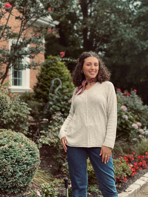 Cotton Slub V-Neck Sweater