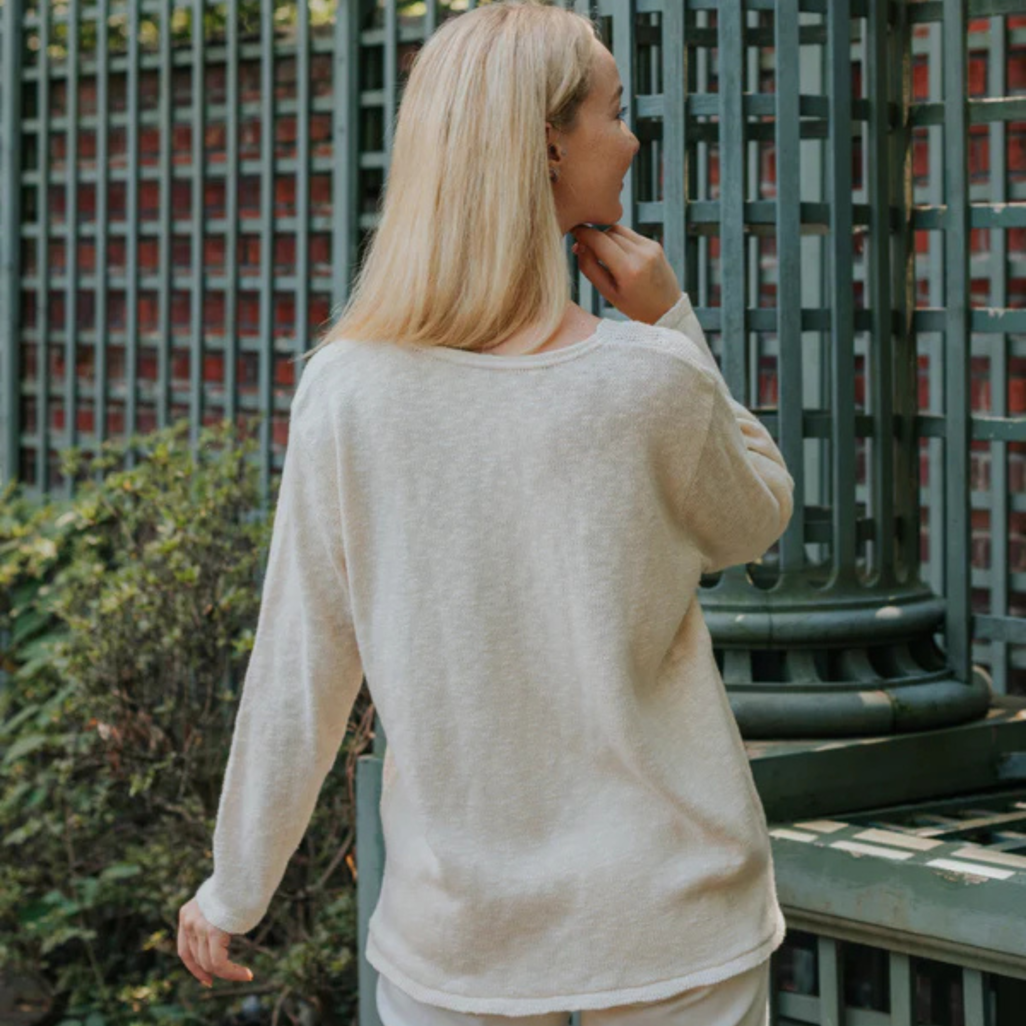 Cotton Wide V-Neck Sweater