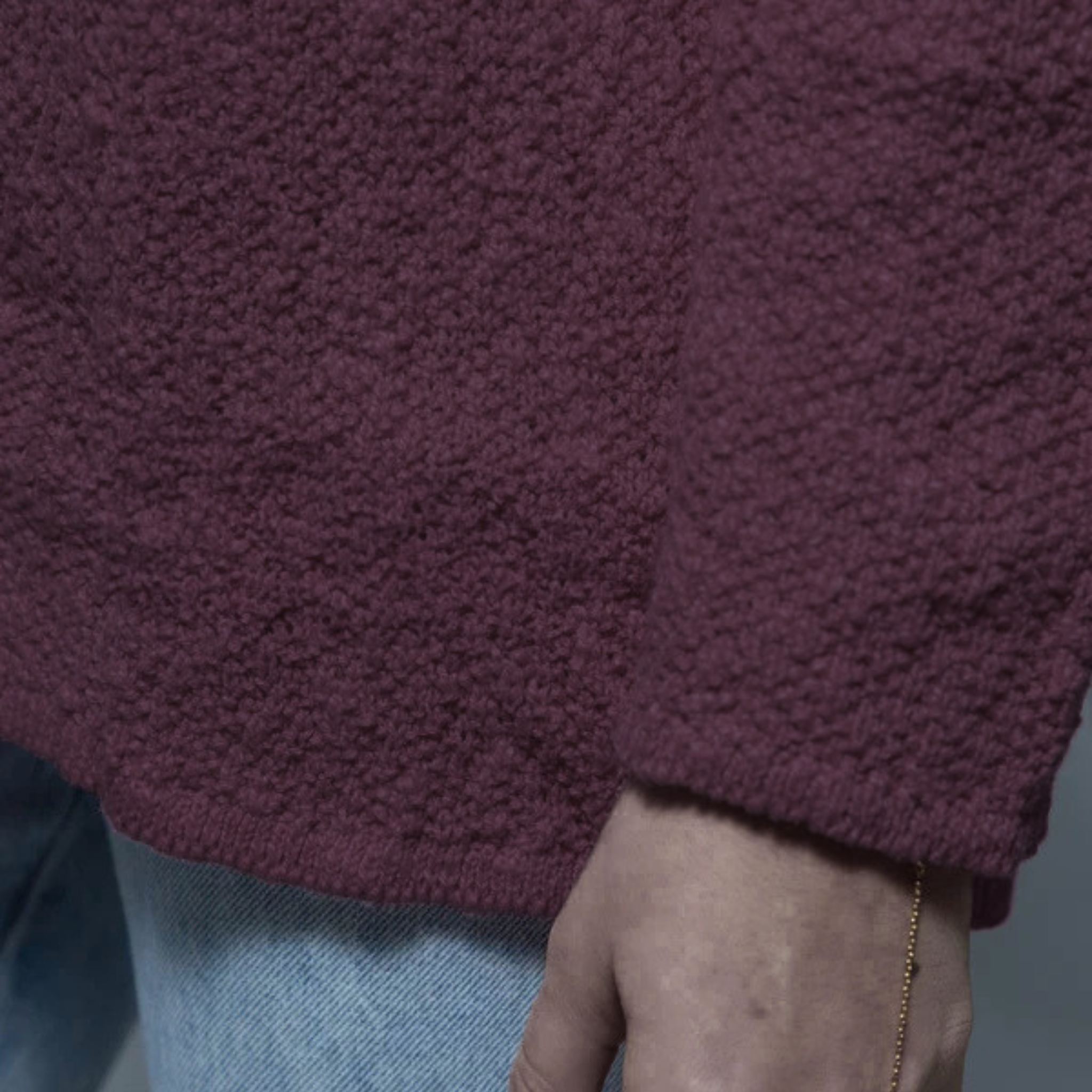 Cotton V-Neck Scramble Stitch Sweater