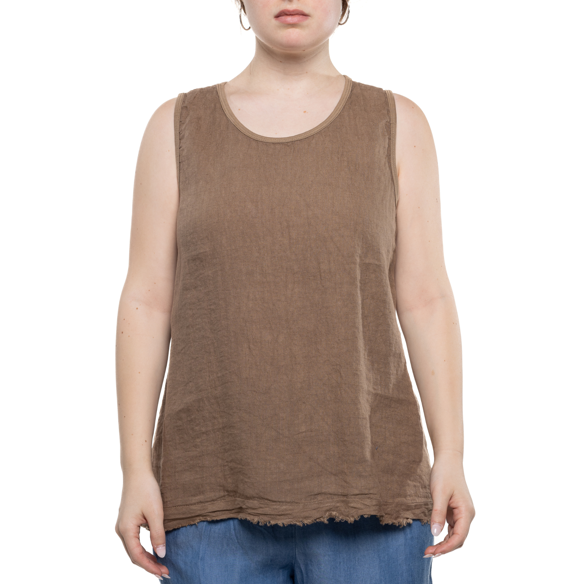 Italian Linen Ragged Edge Tank