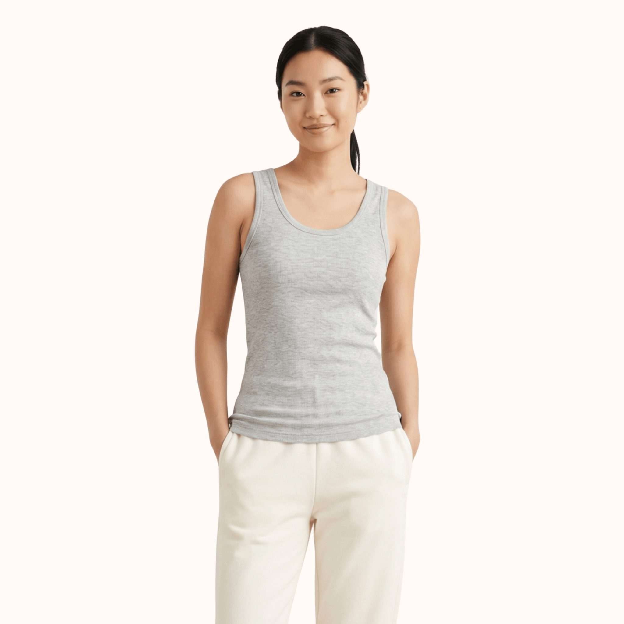 Scoop Neck Rib Tank Top