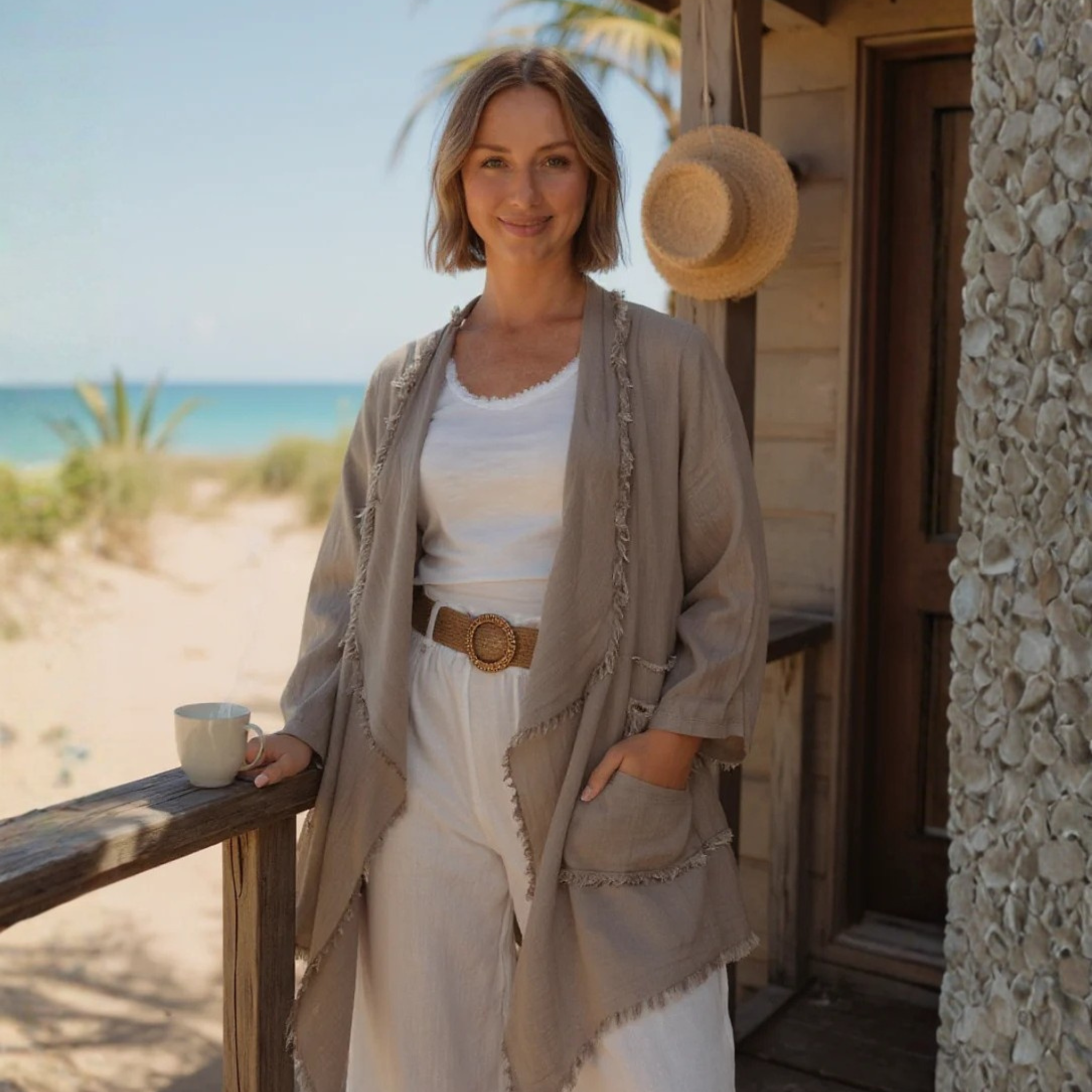 Fray Edge Linen Duster