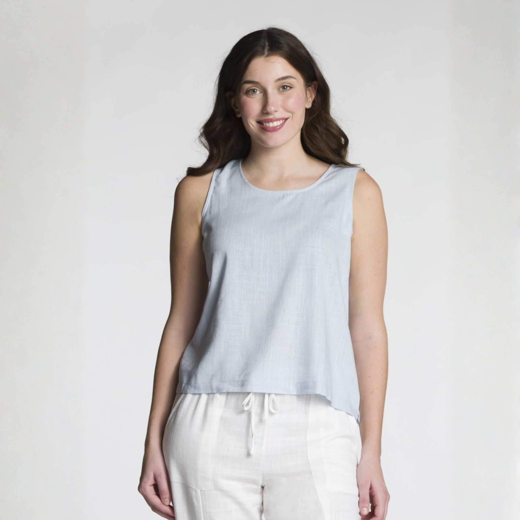 Sleeveless Crew Neck Shell Tank