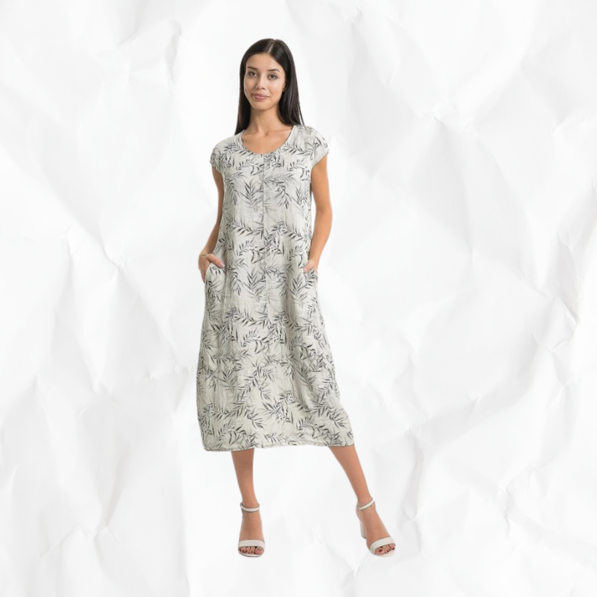 French Linen Cap Sleeve Dress