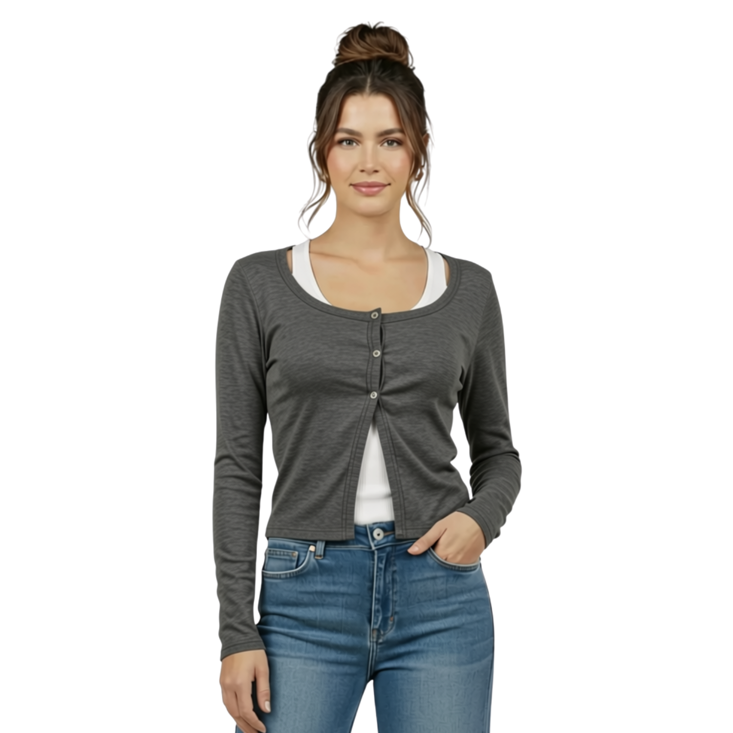 Amie Ribbed Button Cardigan