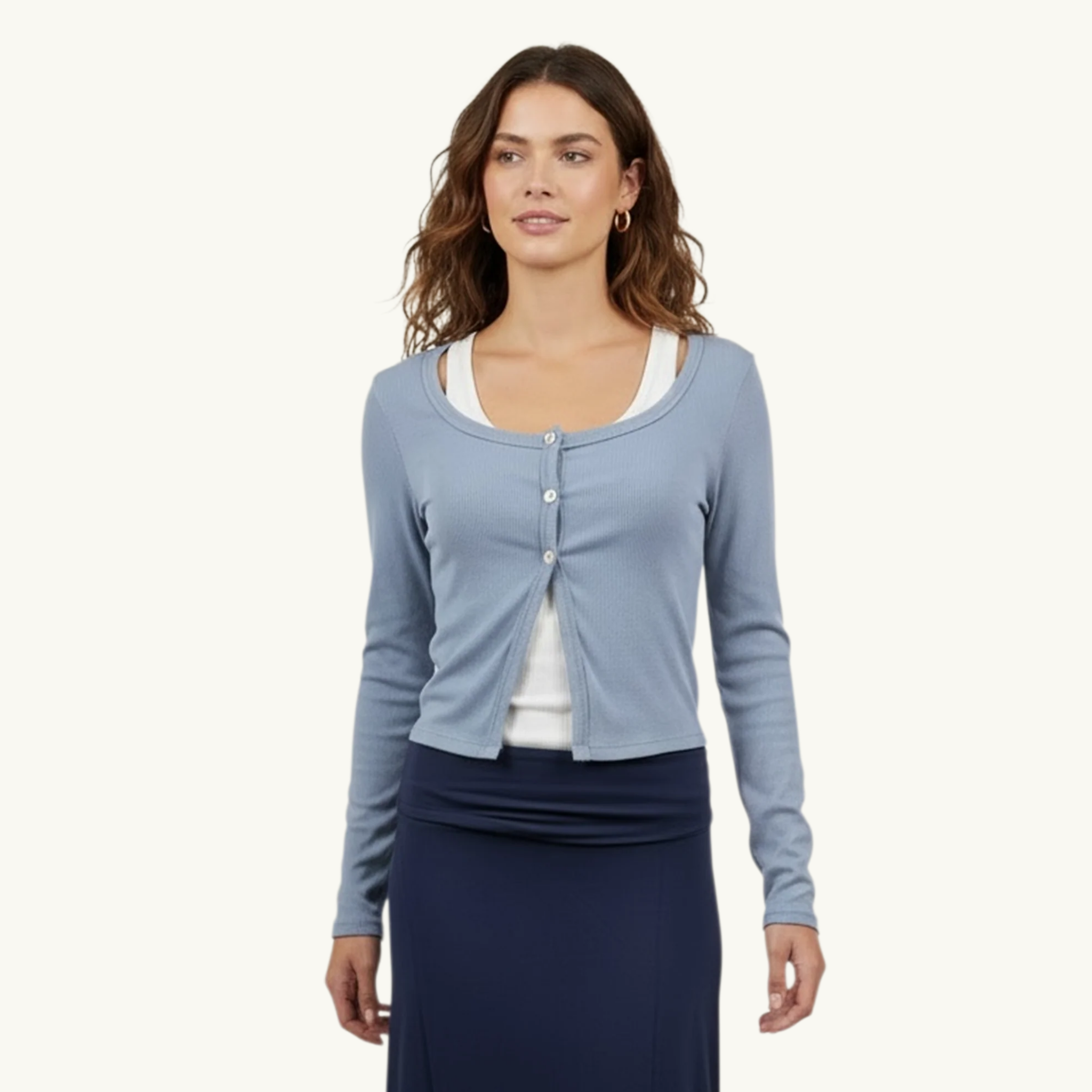 Amie Ribbed Button Cardigan
