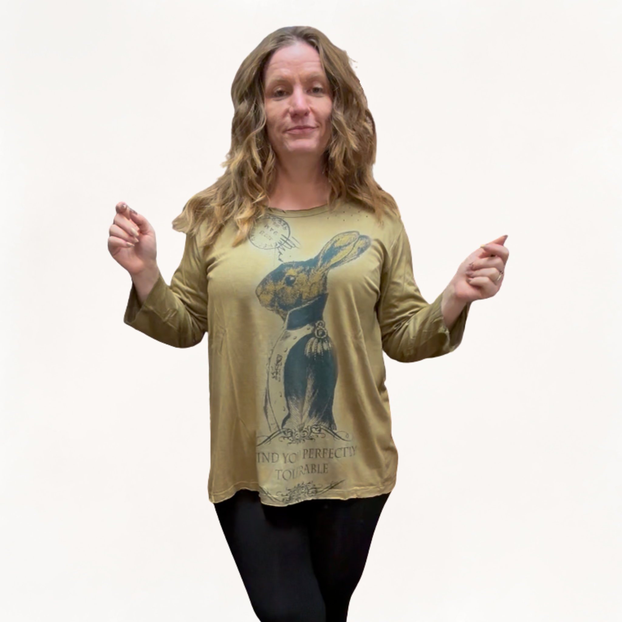 Rabbit Print Oversized Tee