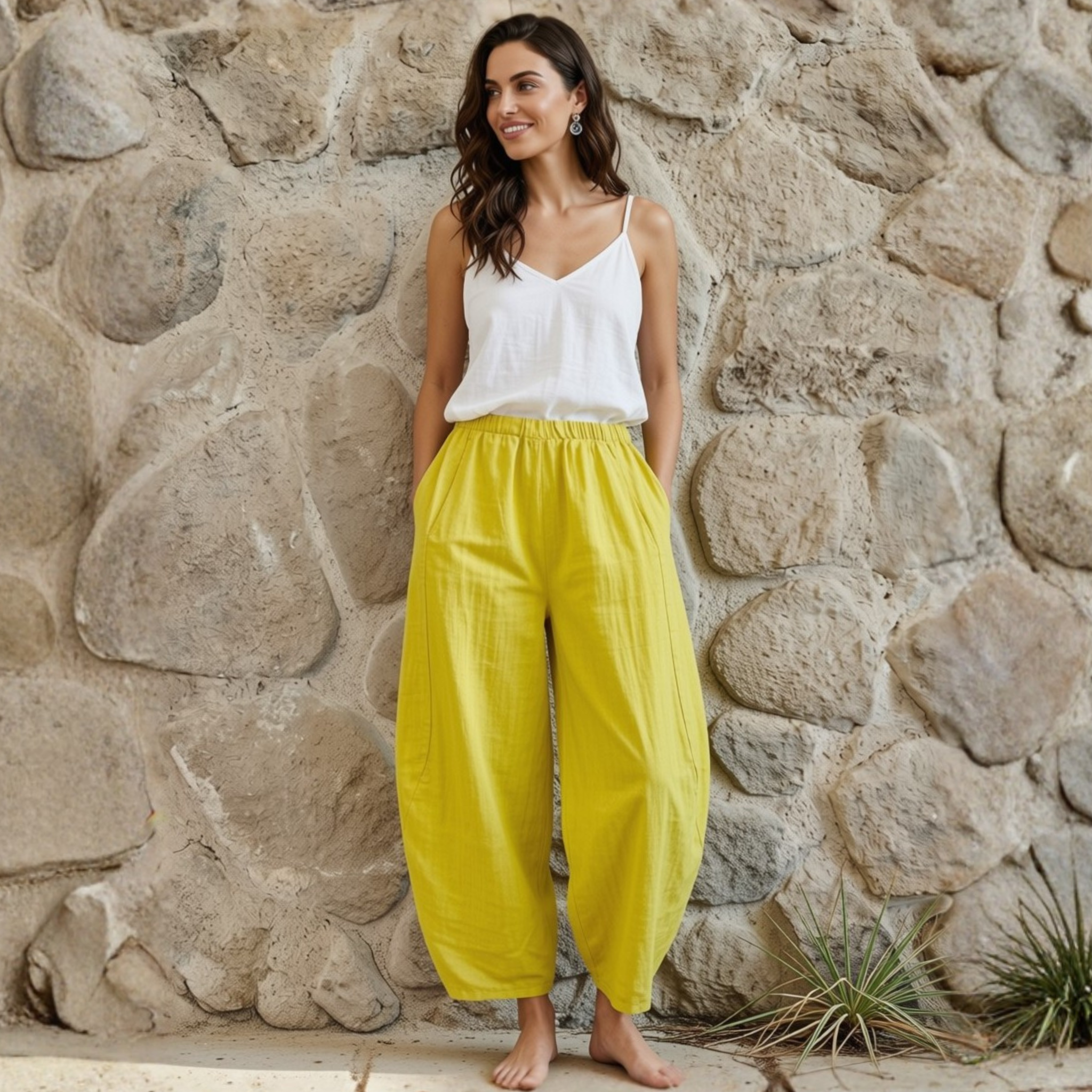 Linen Barrel Pants