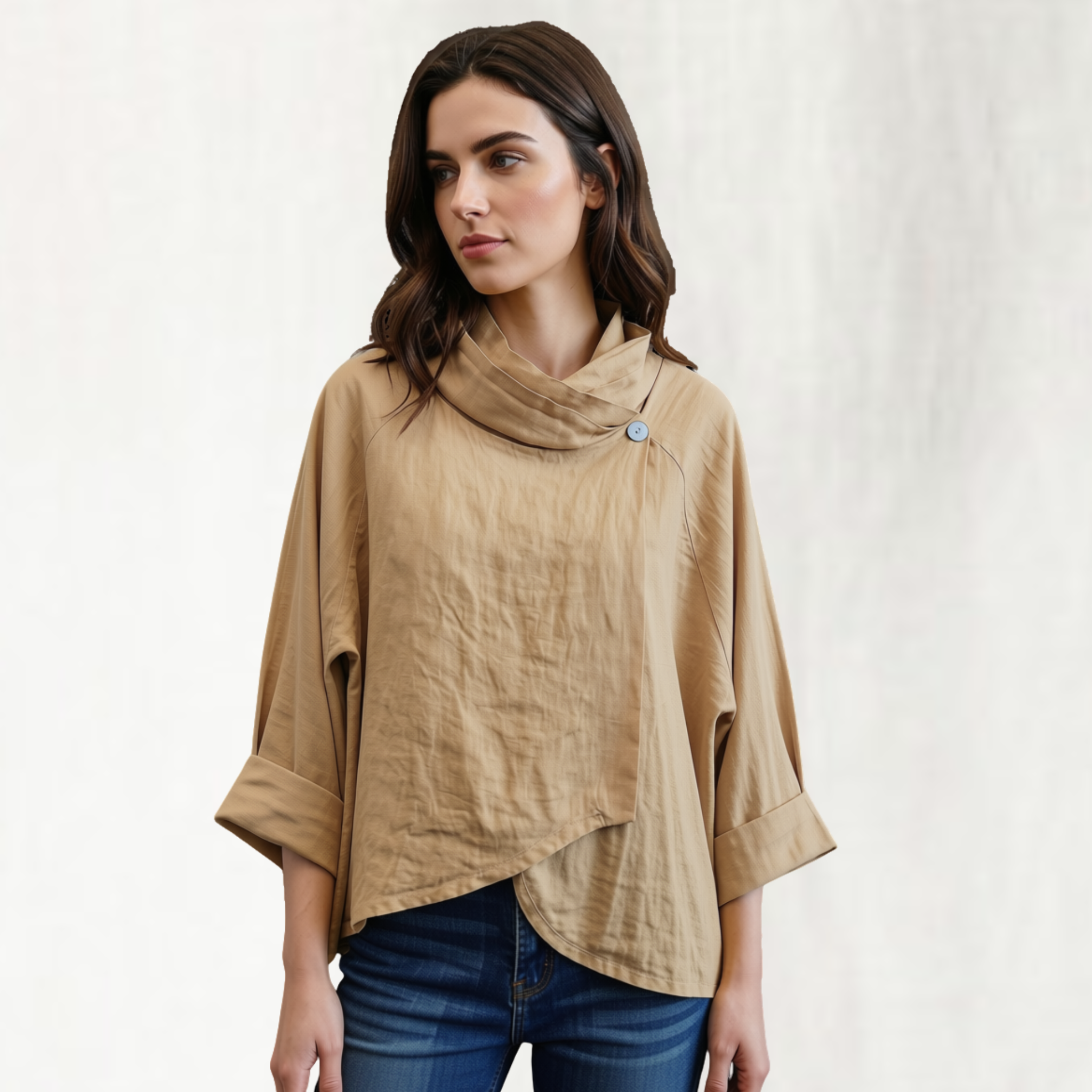 Italian Linen Wrap Cowl Top