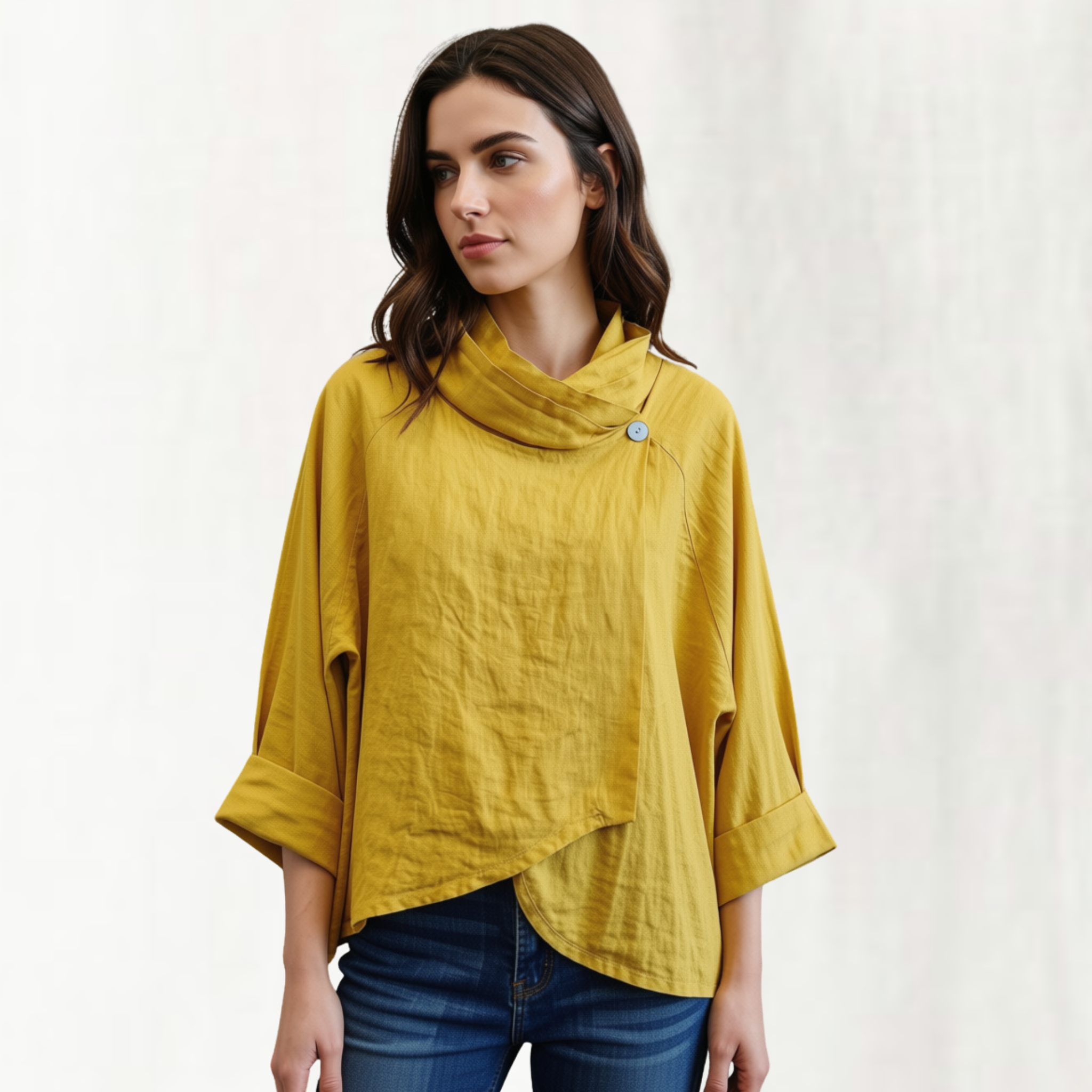 Italian Linen Wrap Cowl Top