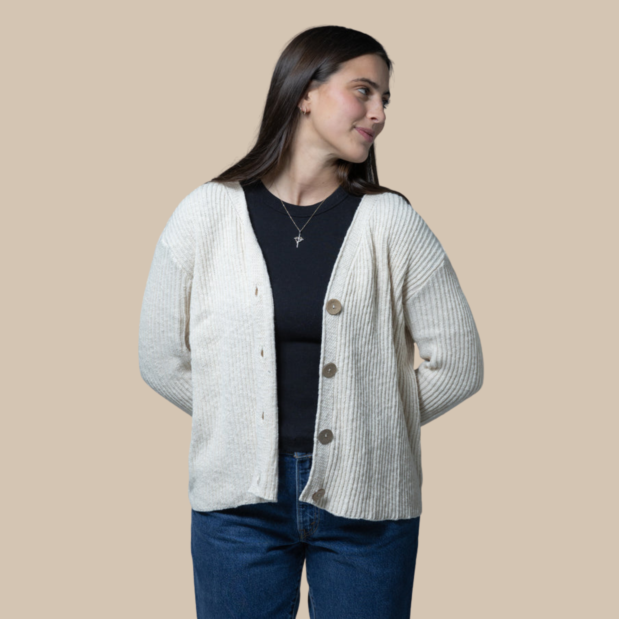 Ribbed Button Cardigan